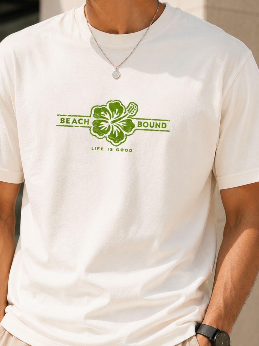 Men White Casual Printed T-Shirt