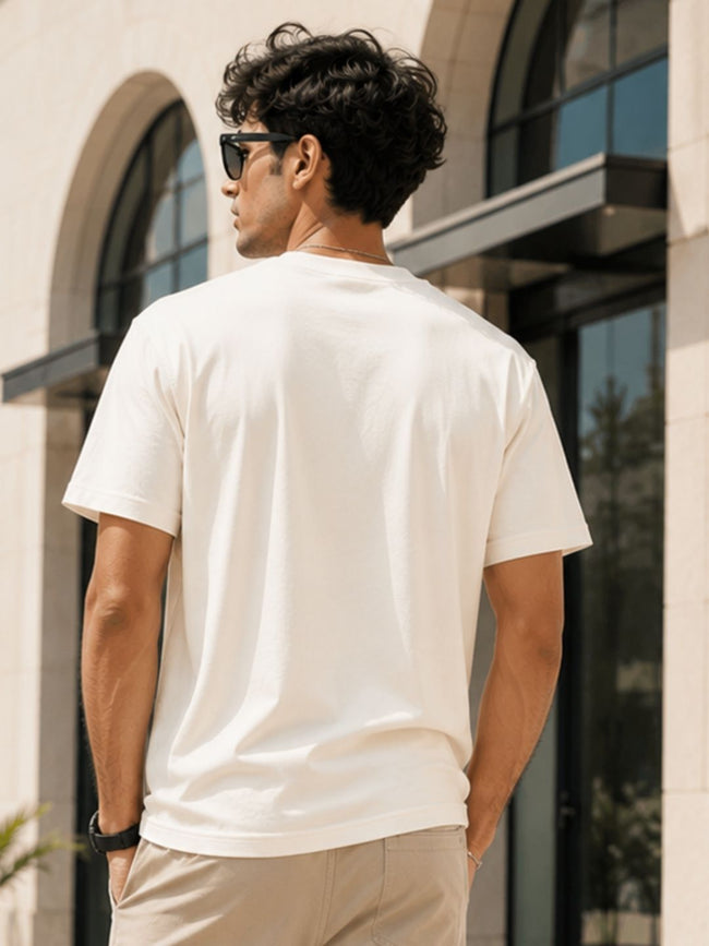 Men White Casual Printed T-Shirt