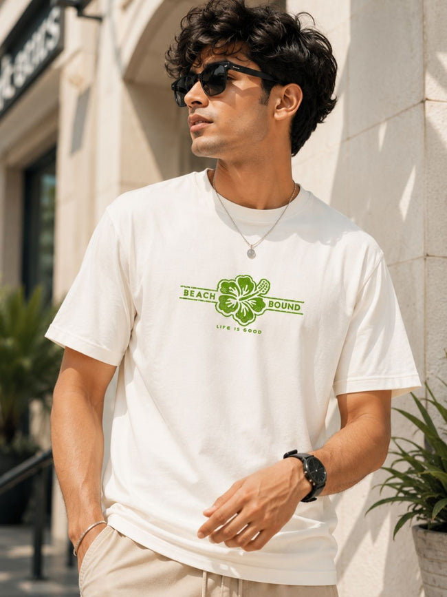 Men White Casual Printed T-Shirt