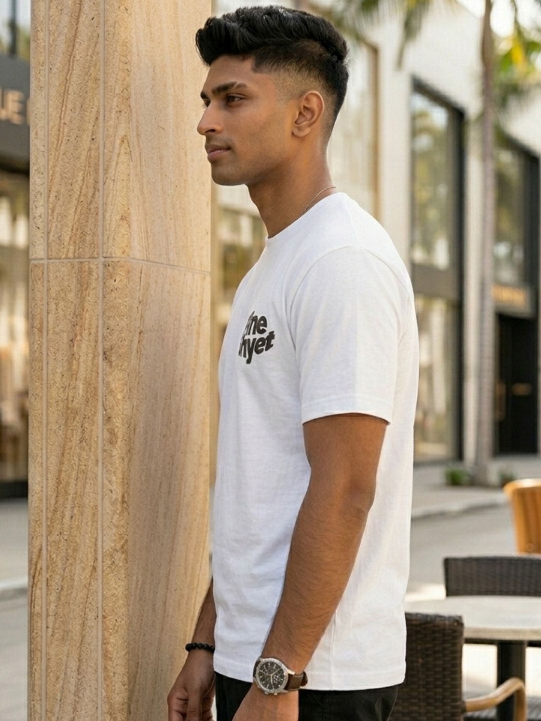 Men White Casual Printed T-Shirt