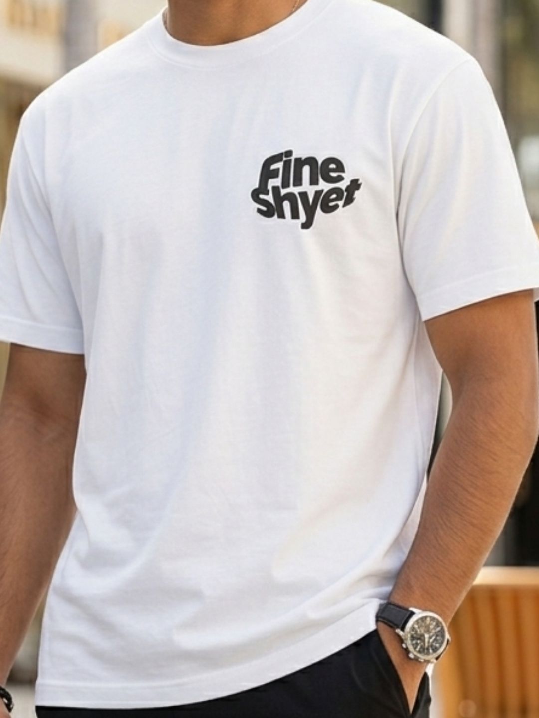 Men White Casual Printed T-Shirt