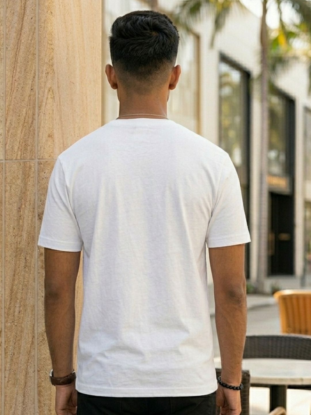 Men White Casual Printed T-Shirt