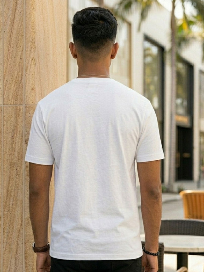 Men White Casual Printed T-Shirt