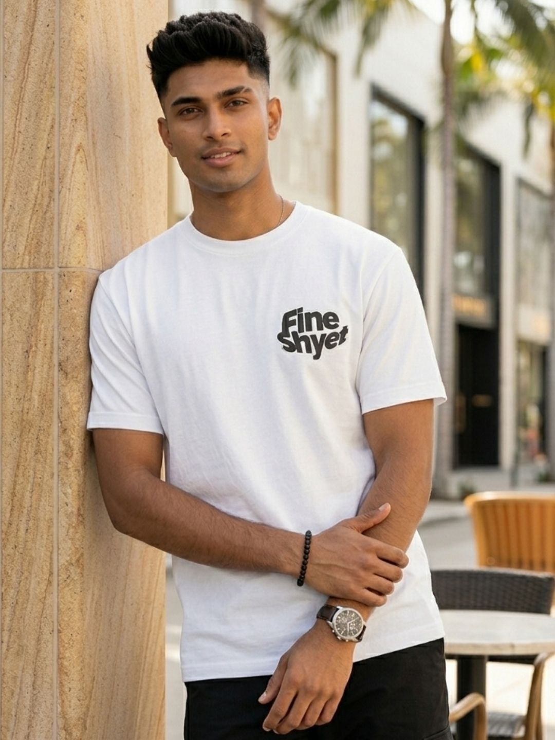 Men White Casual Printed T-Shirt
