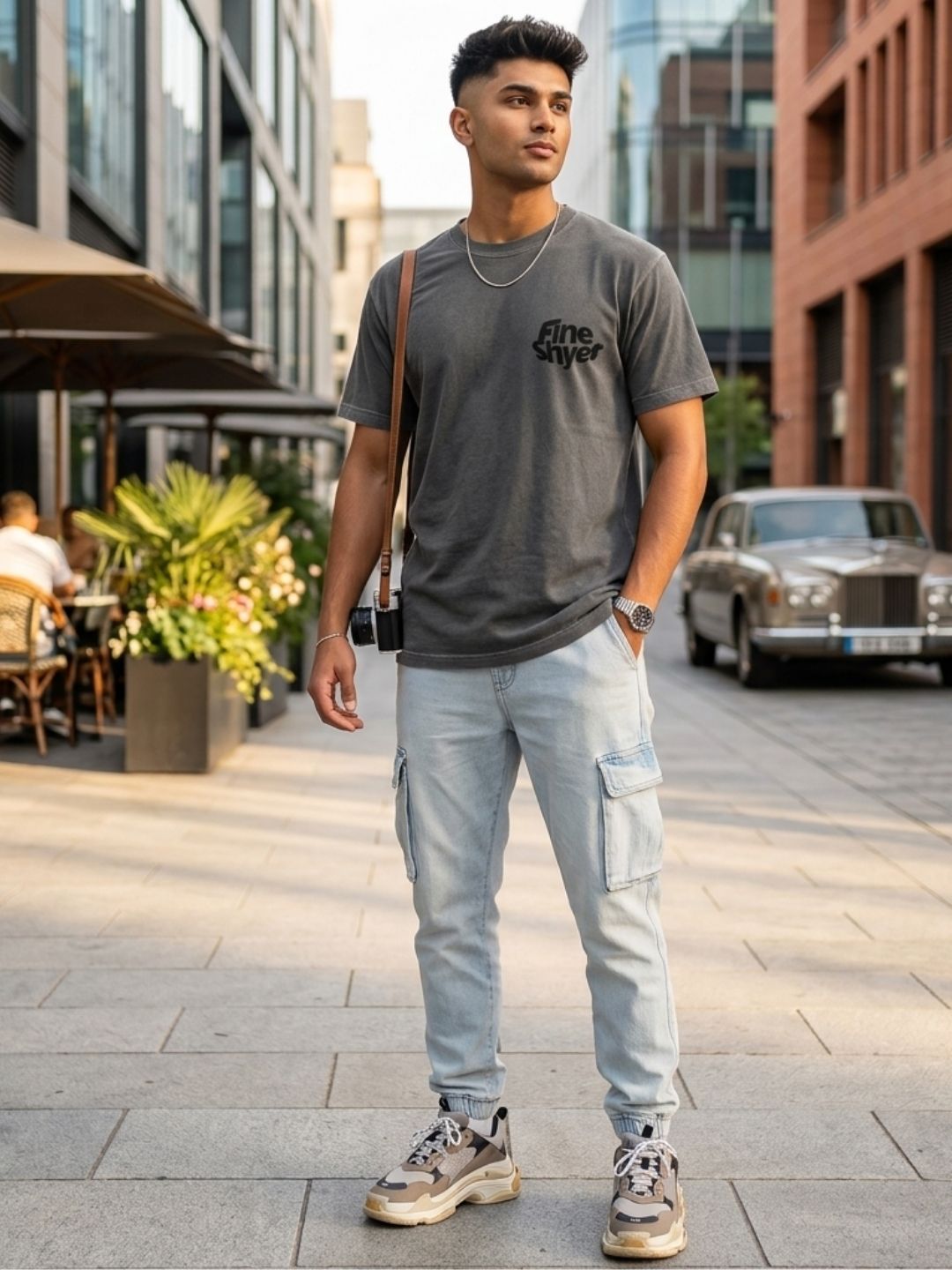 Men Grey Casual Printed T-Shirt