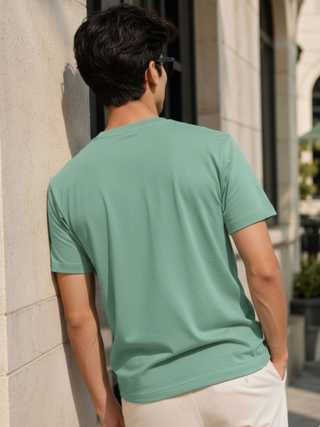 Men Green Casual Printed T-Shirt