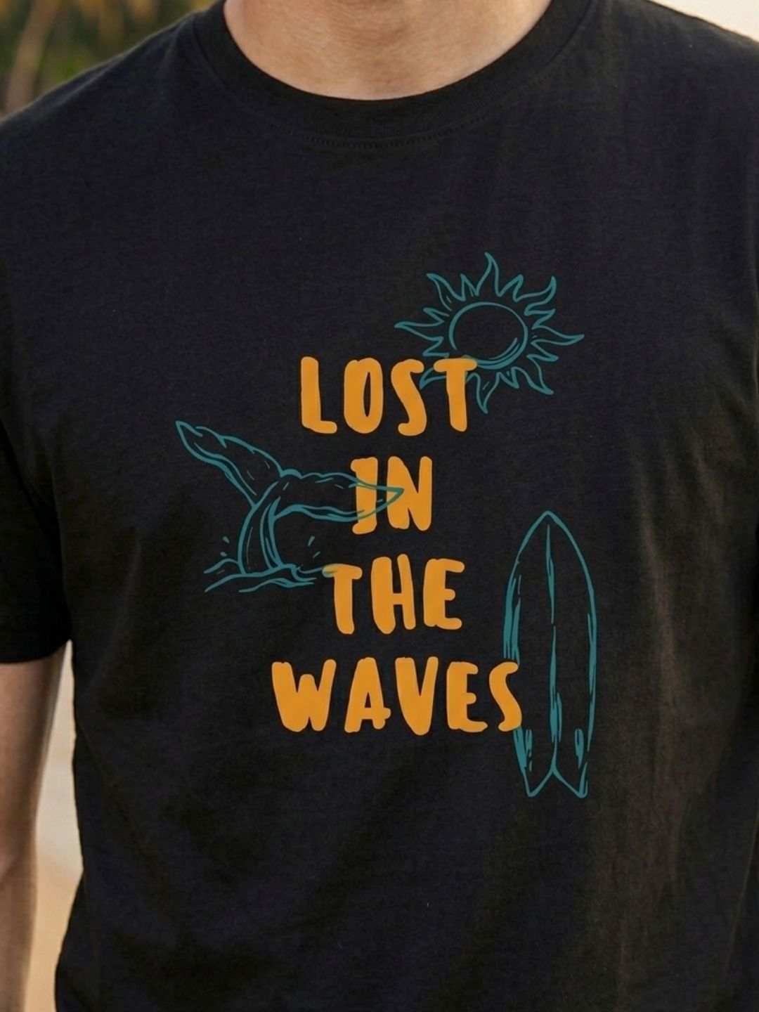 Men Black Casual Printed T-Shirt