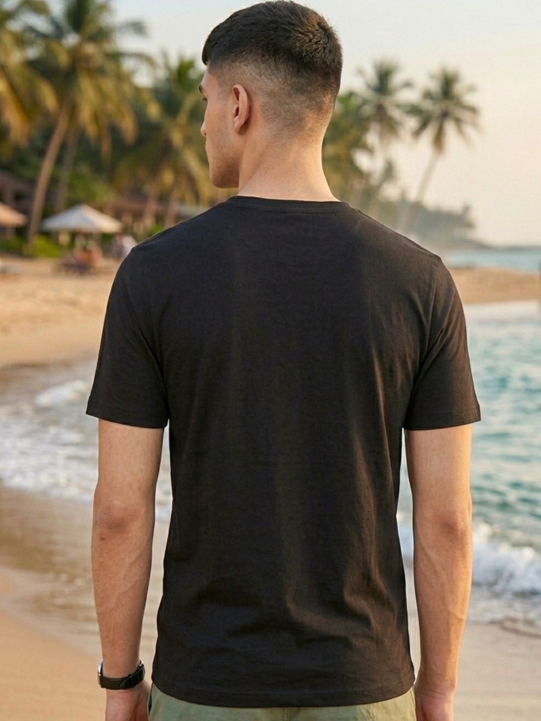 Men Black Casual Printed T-Shirt
