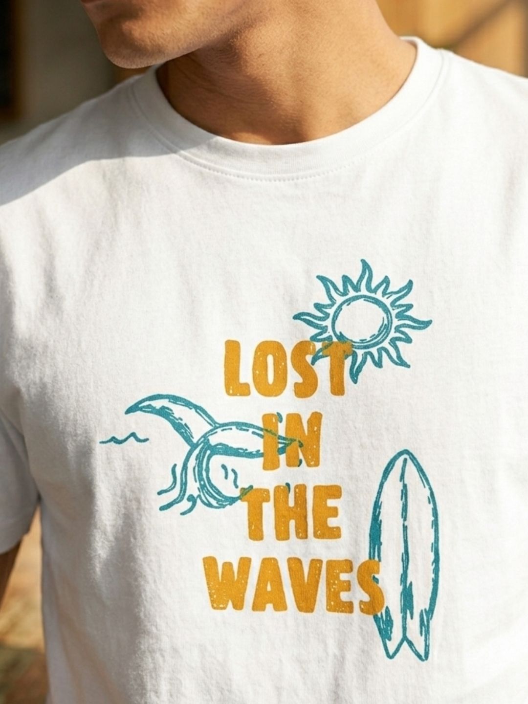 Men White Casual Printed T-Shirt