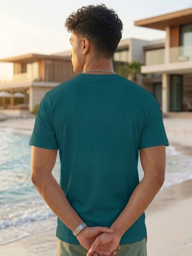 Men Blue Casual Printed T-Shirt