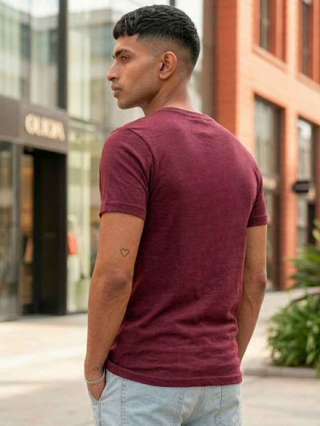 Men Maroon Casual Printed T-Shirt