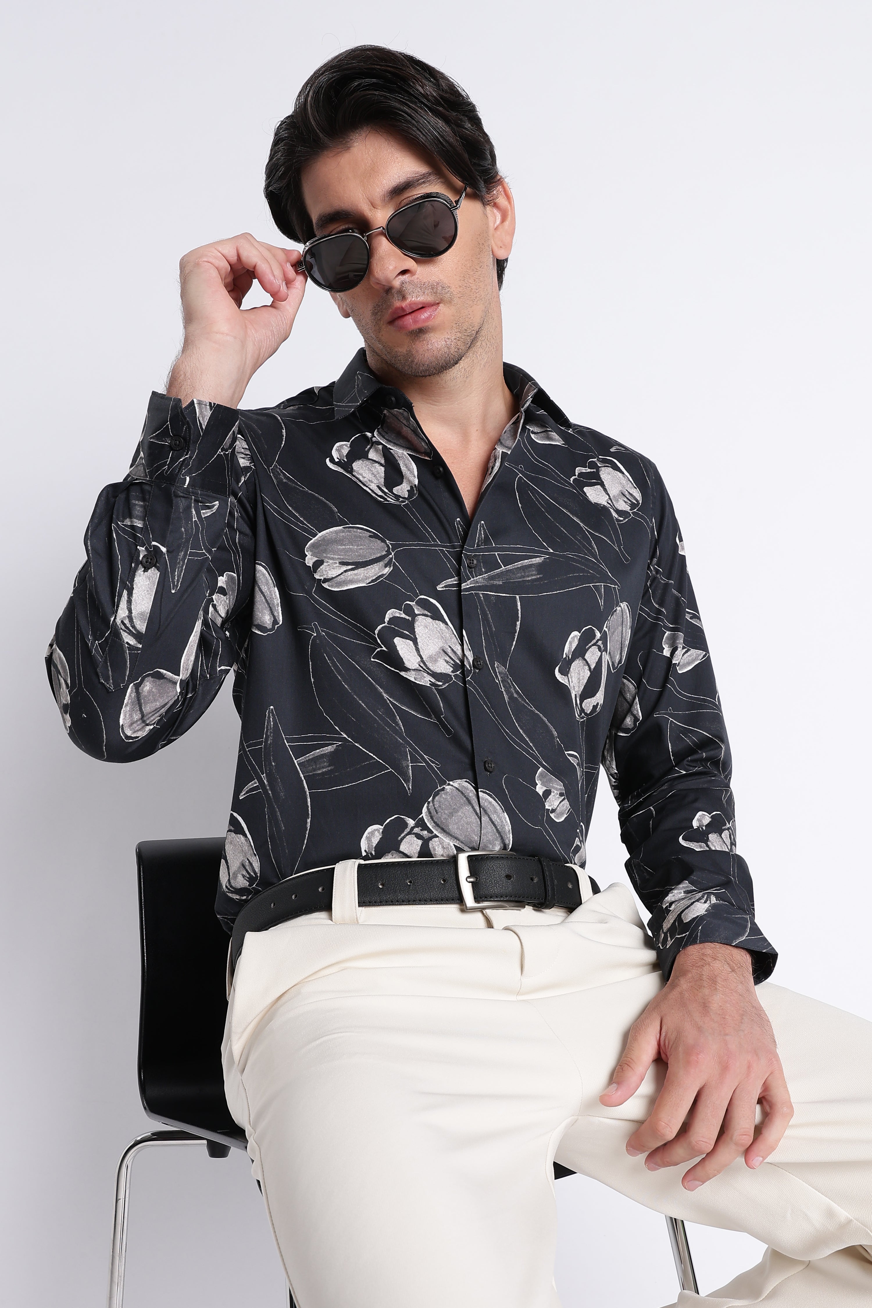 Men Refined Floral Digital Print Shirt