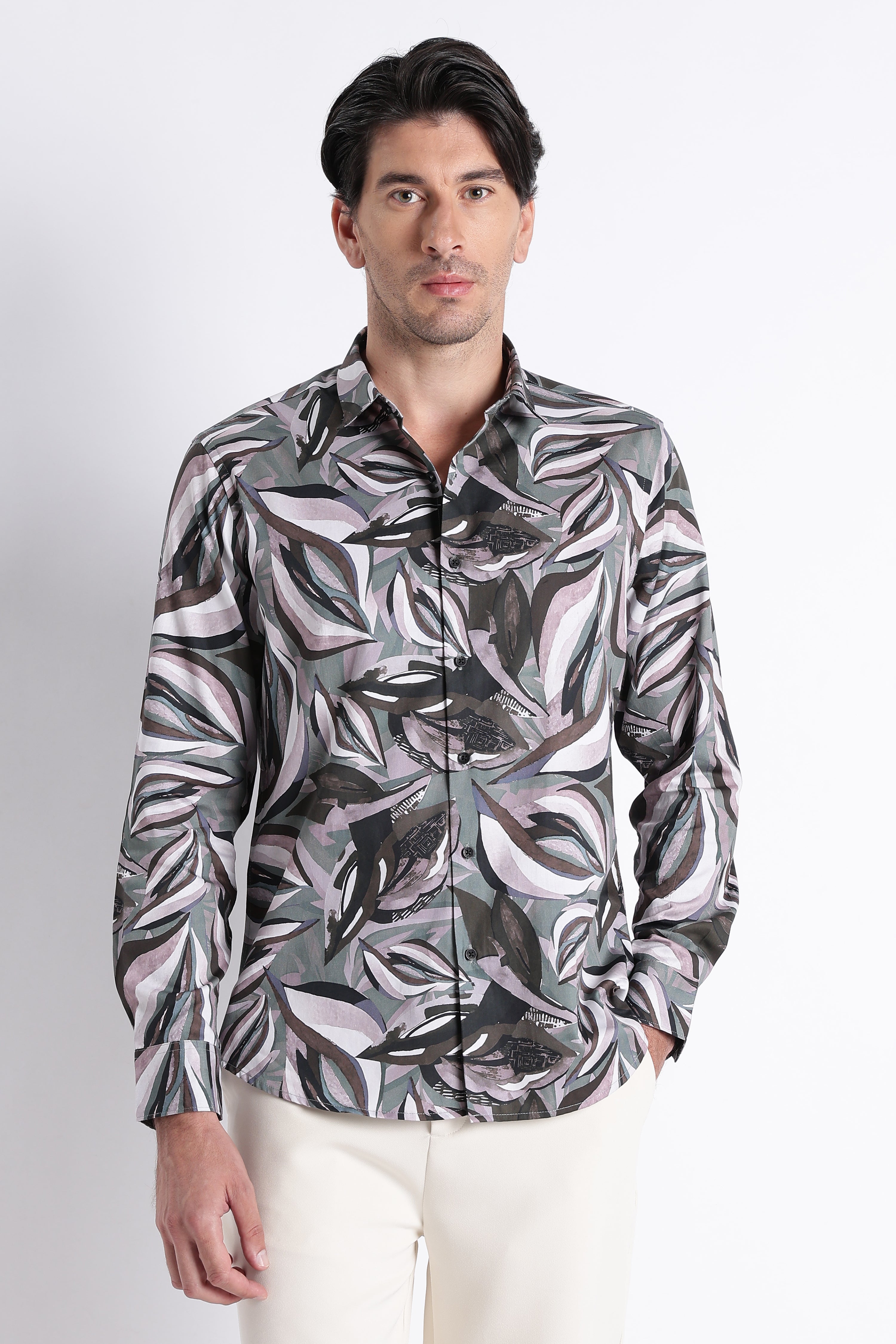 Men Refined Floral Digital Print Shirt