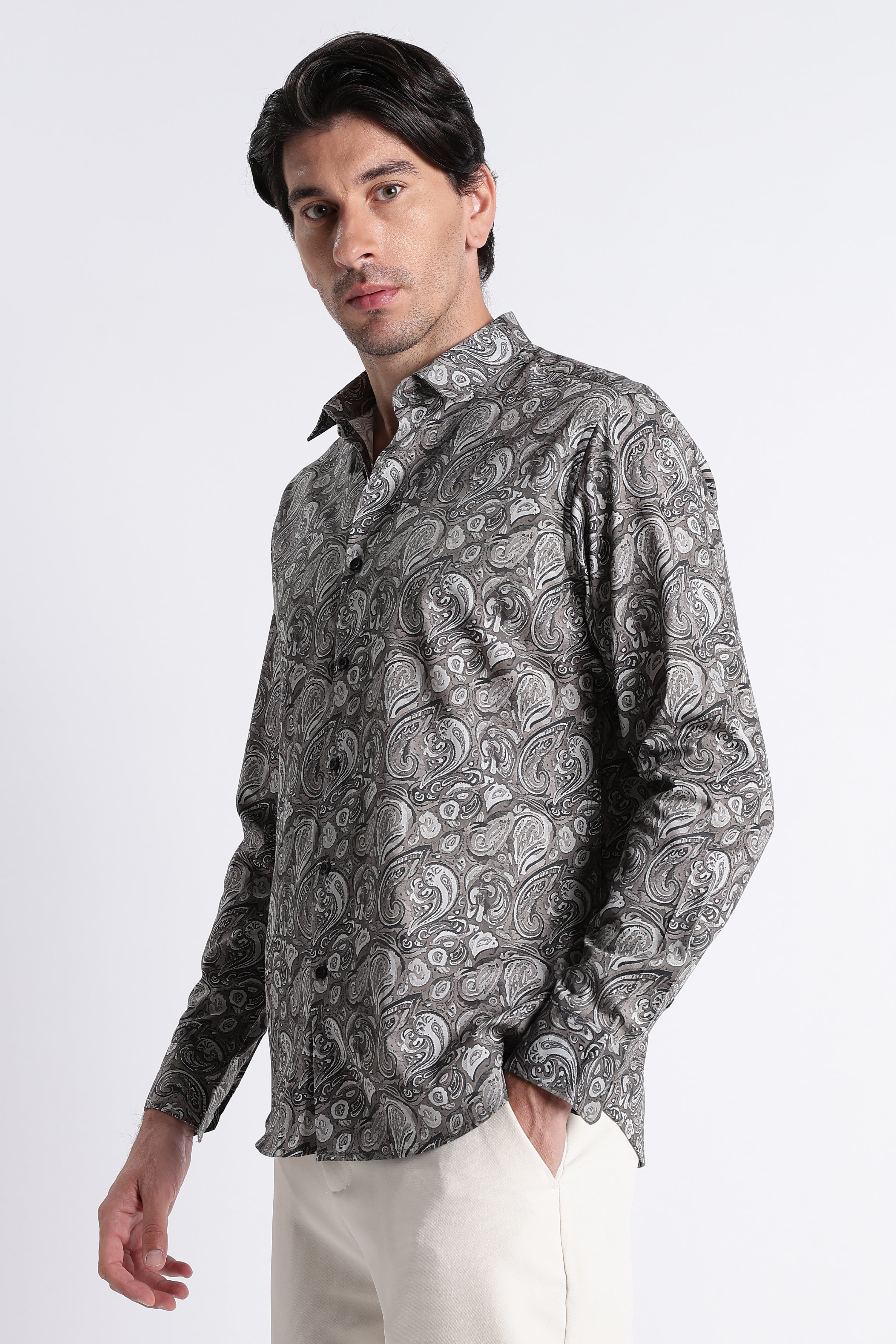 Men Refined Floral Digital Print Shirt