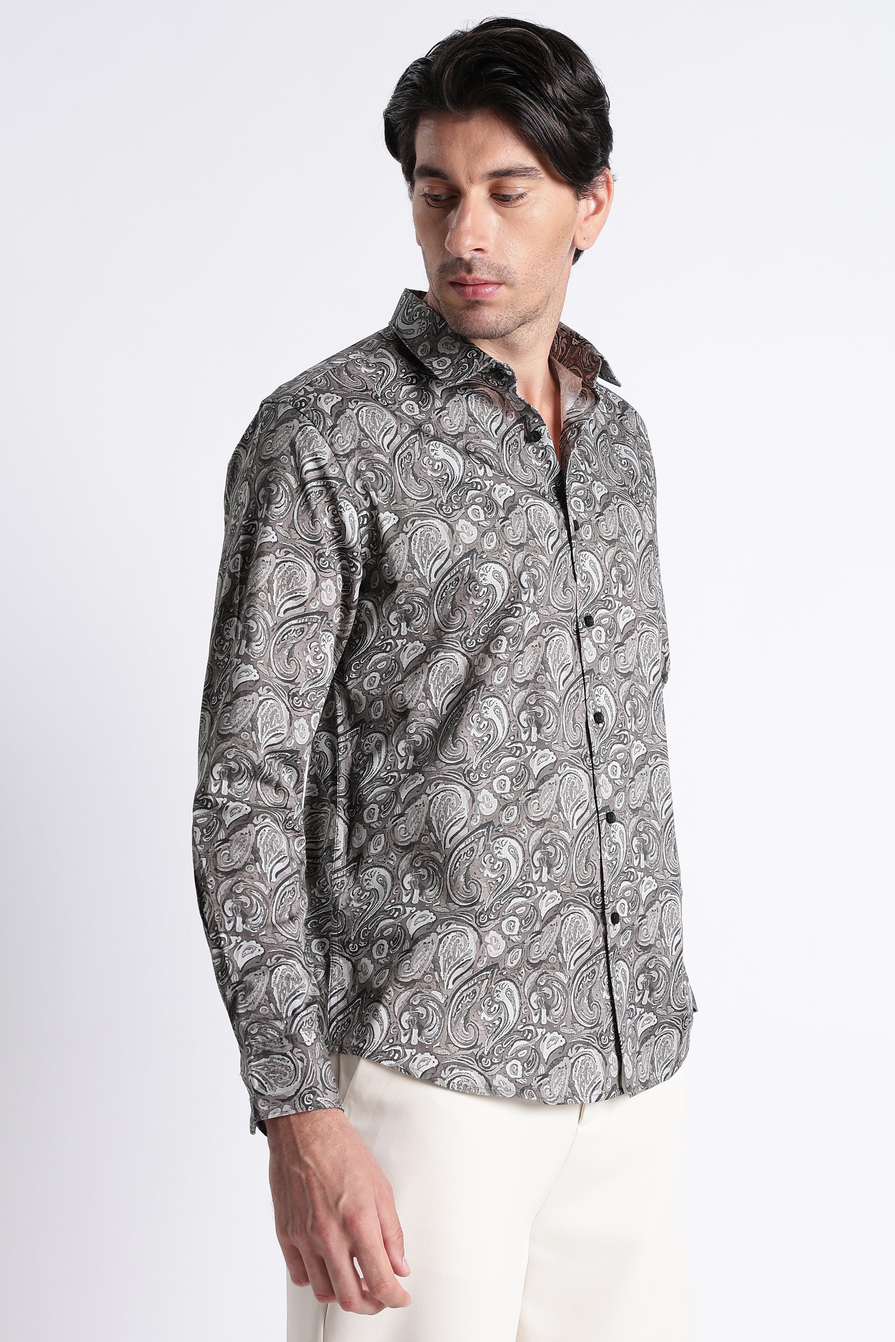 Men Refined Floral Digital Print Shirt