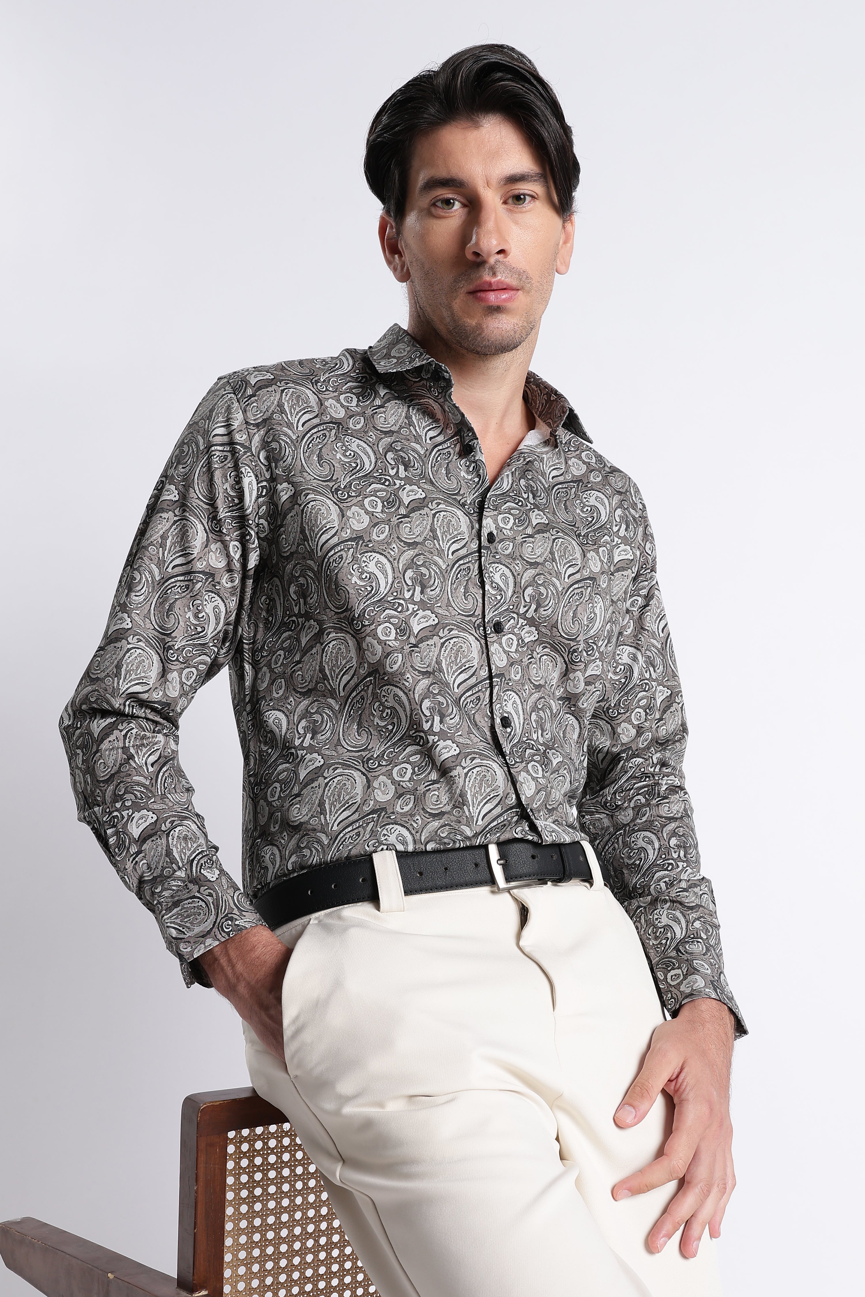 Men Refined Floral Digital Print Shirt