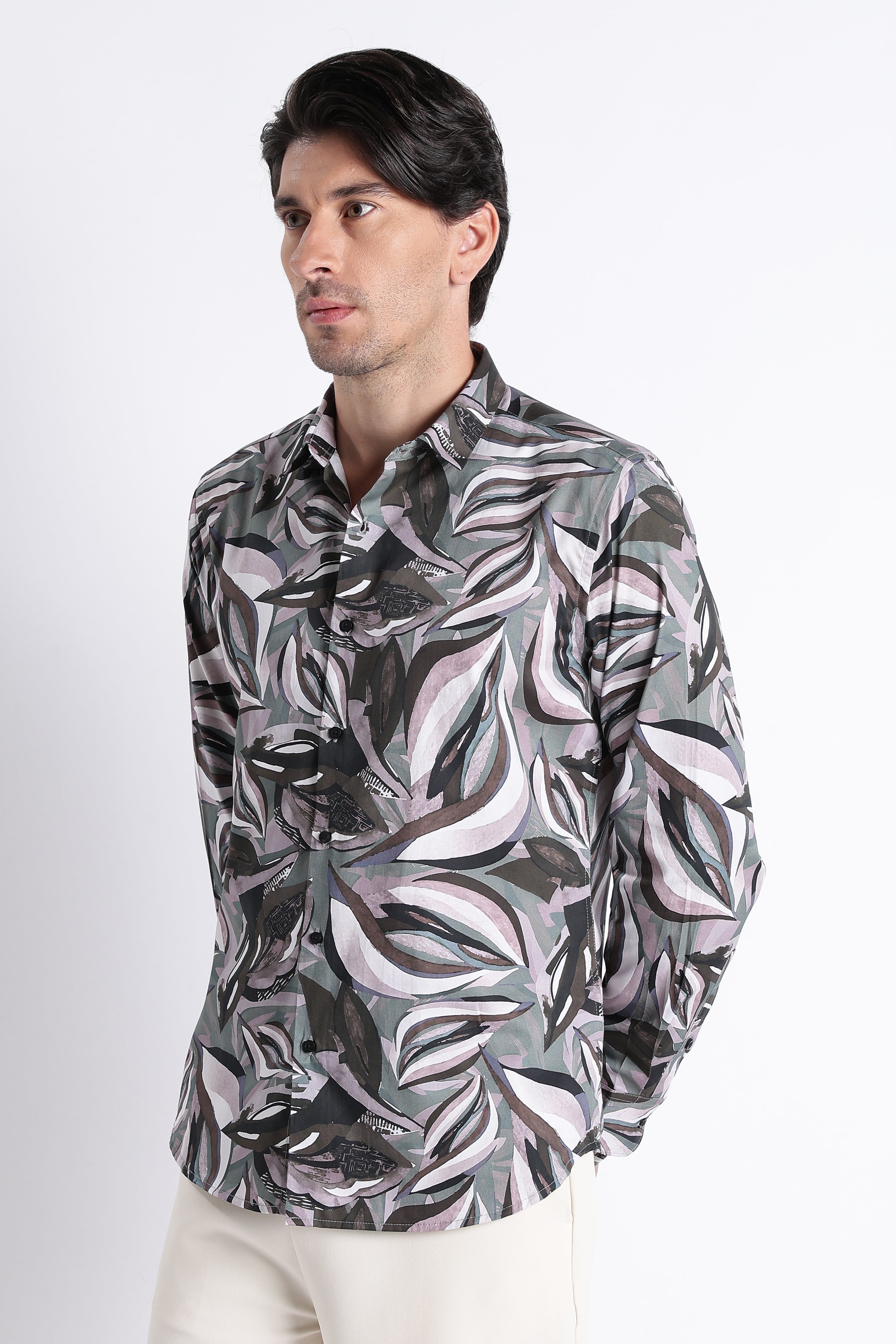 Men Refined Floral Digital Print Shirt