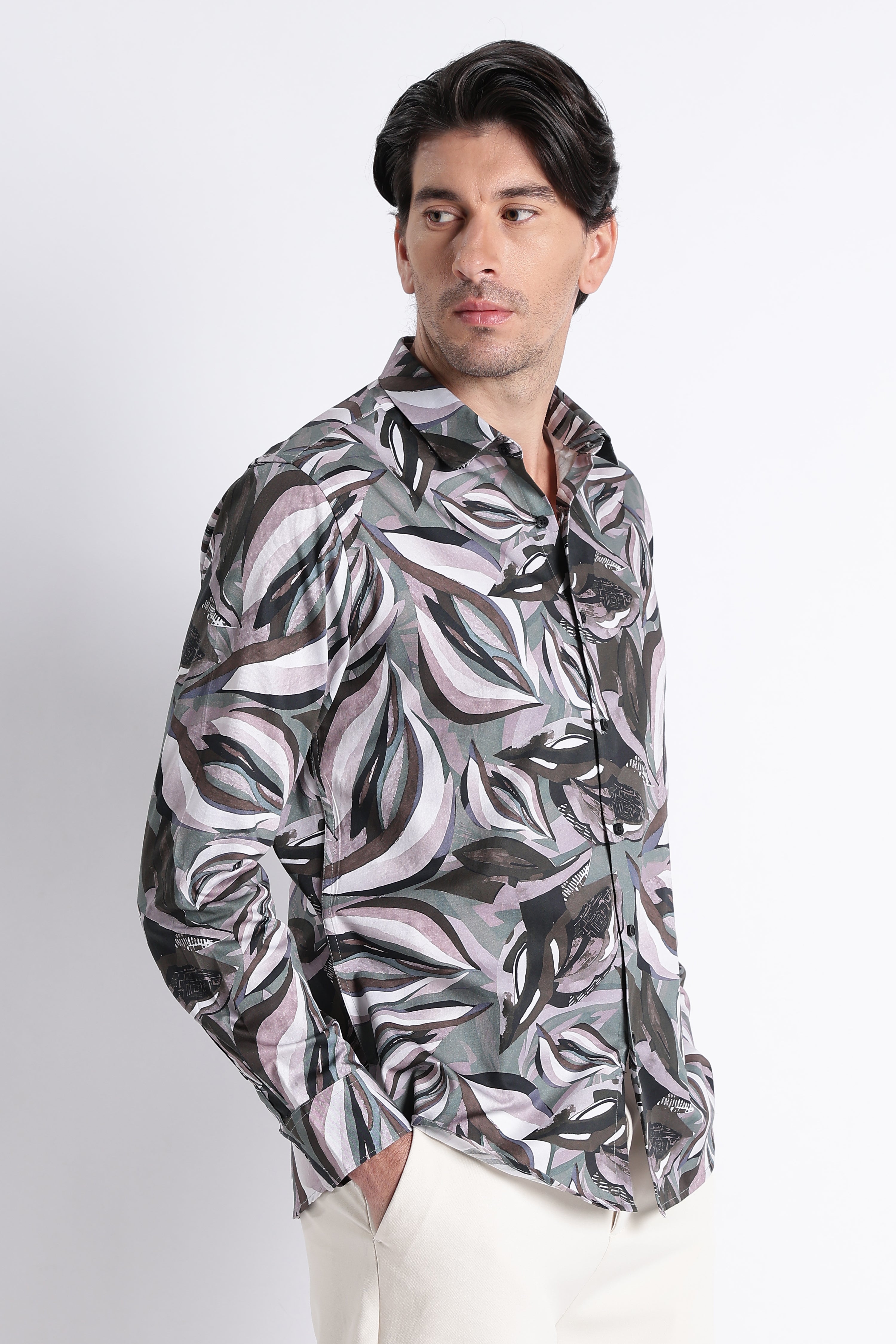 Men Refined Floral Digital Print Shirt