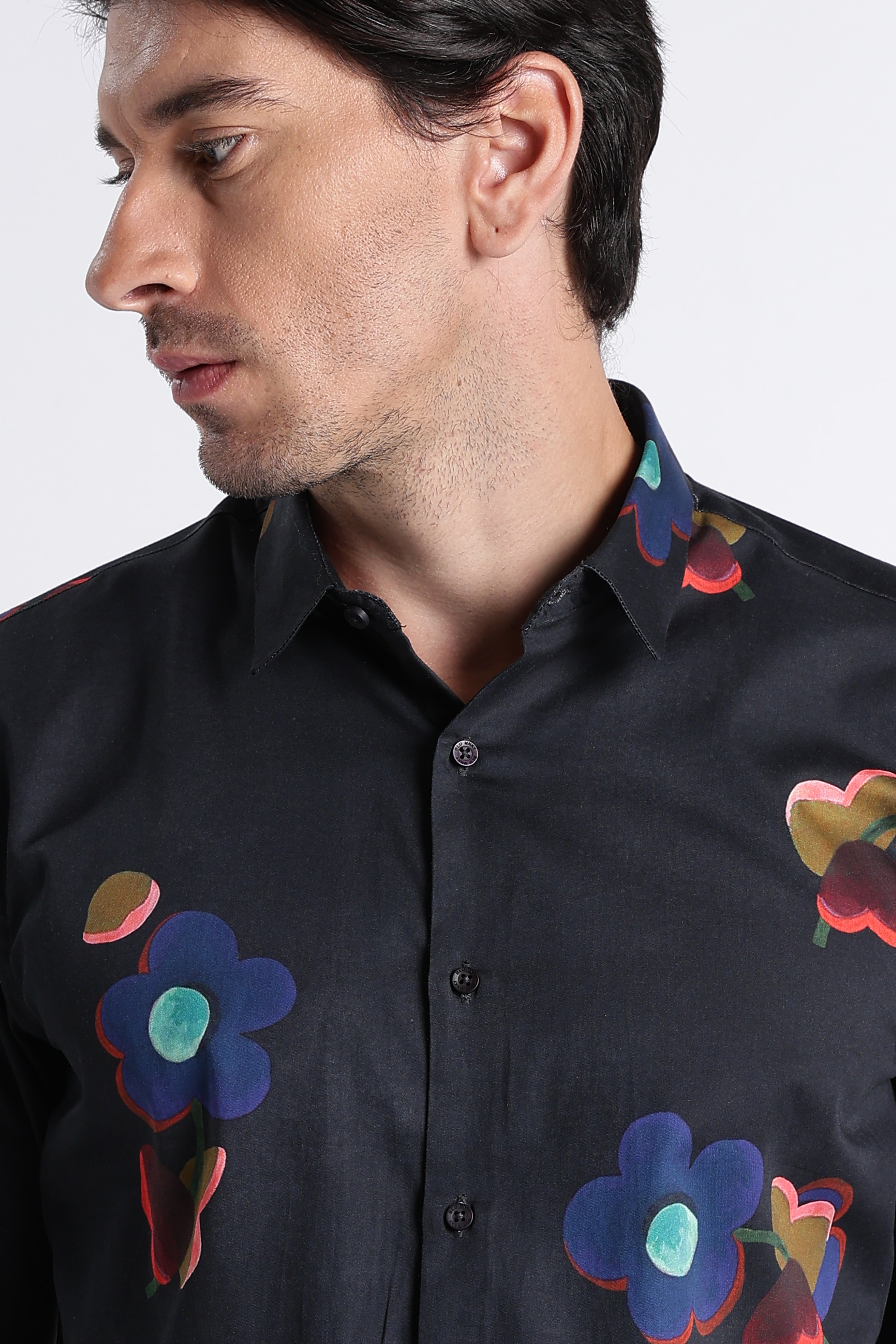 Men Refined Floral Digital Print Shirt