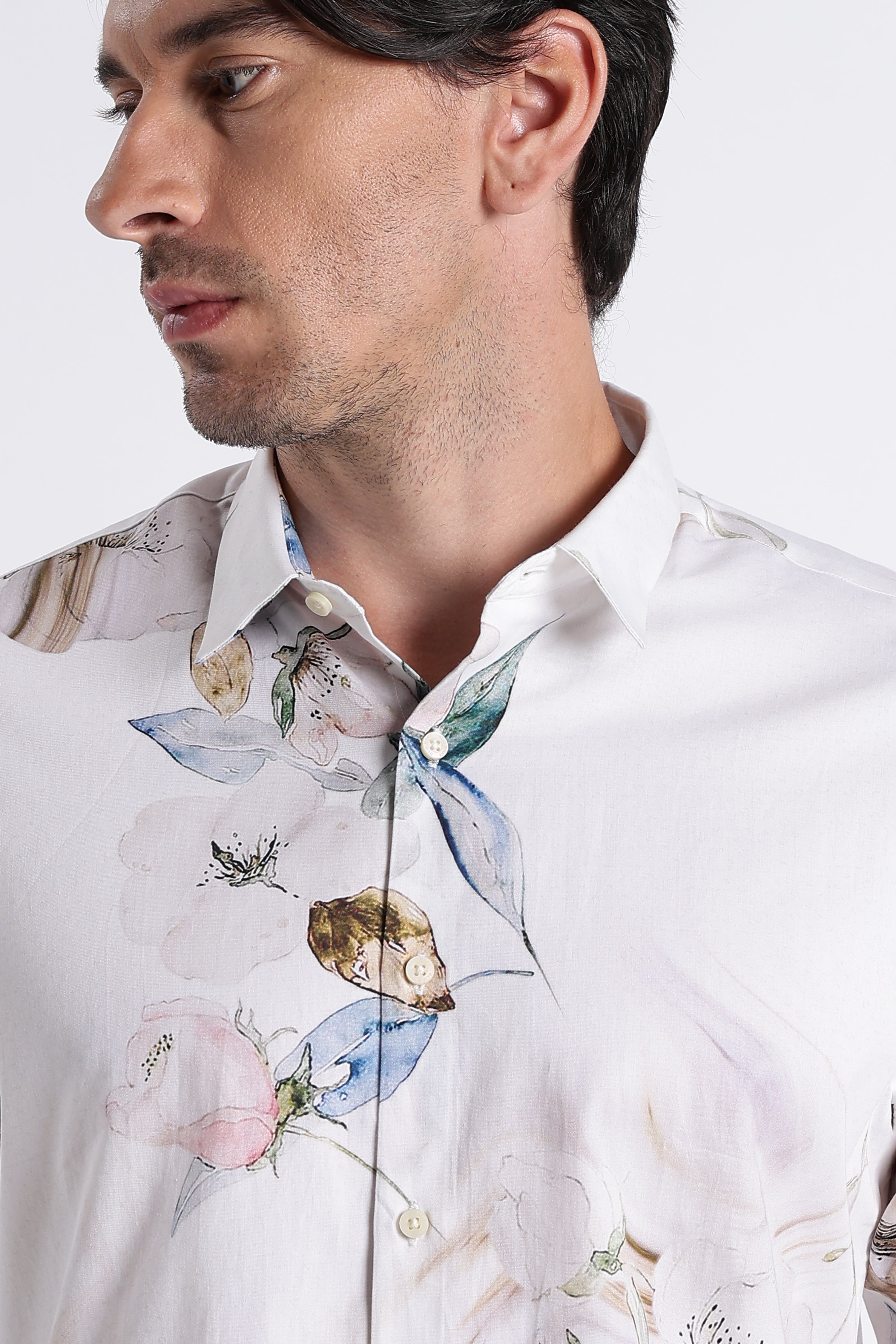 Men Refined Floral Digital Print Shirt