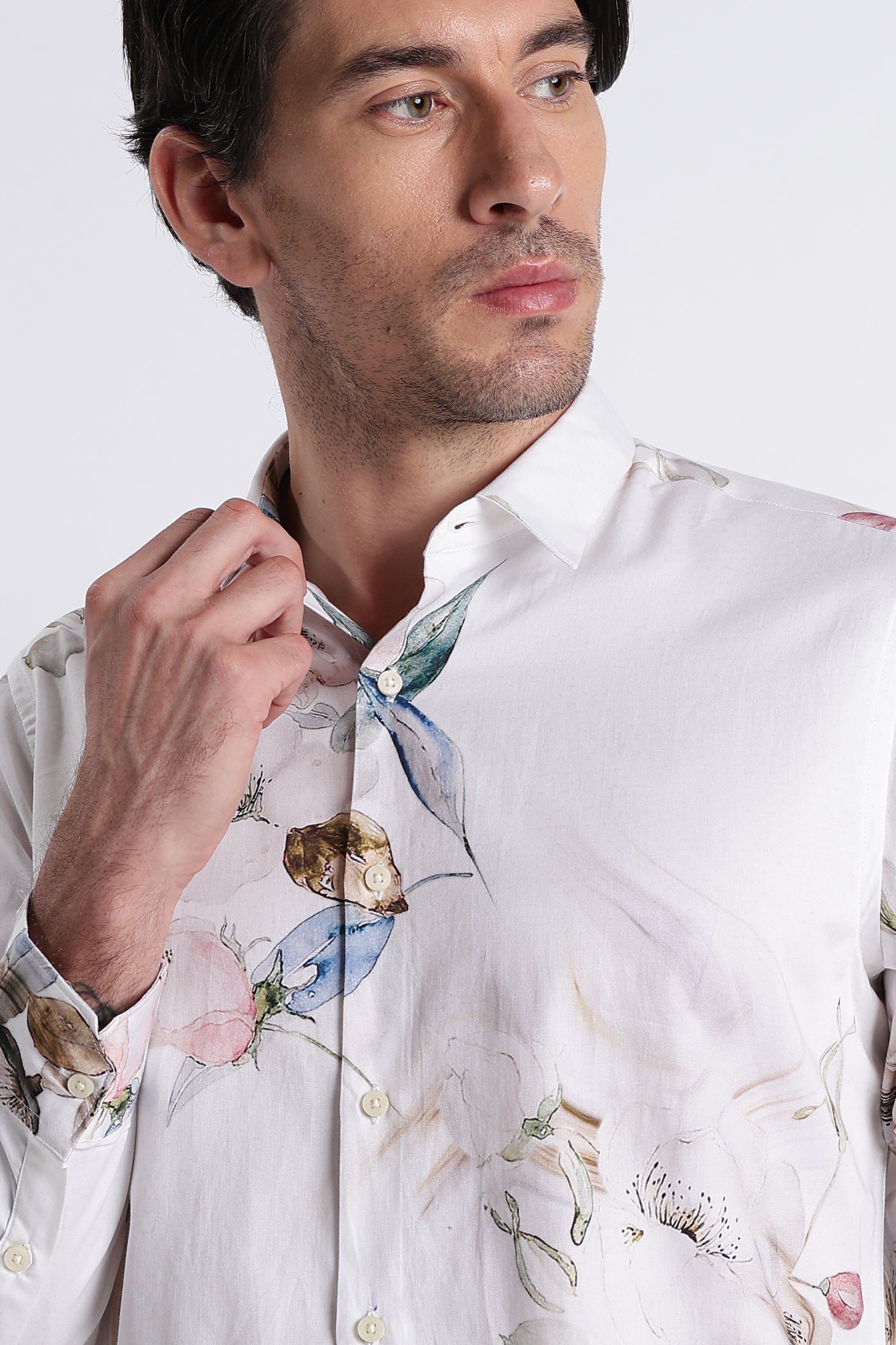 Men Refined Floral Digital Print Shirt