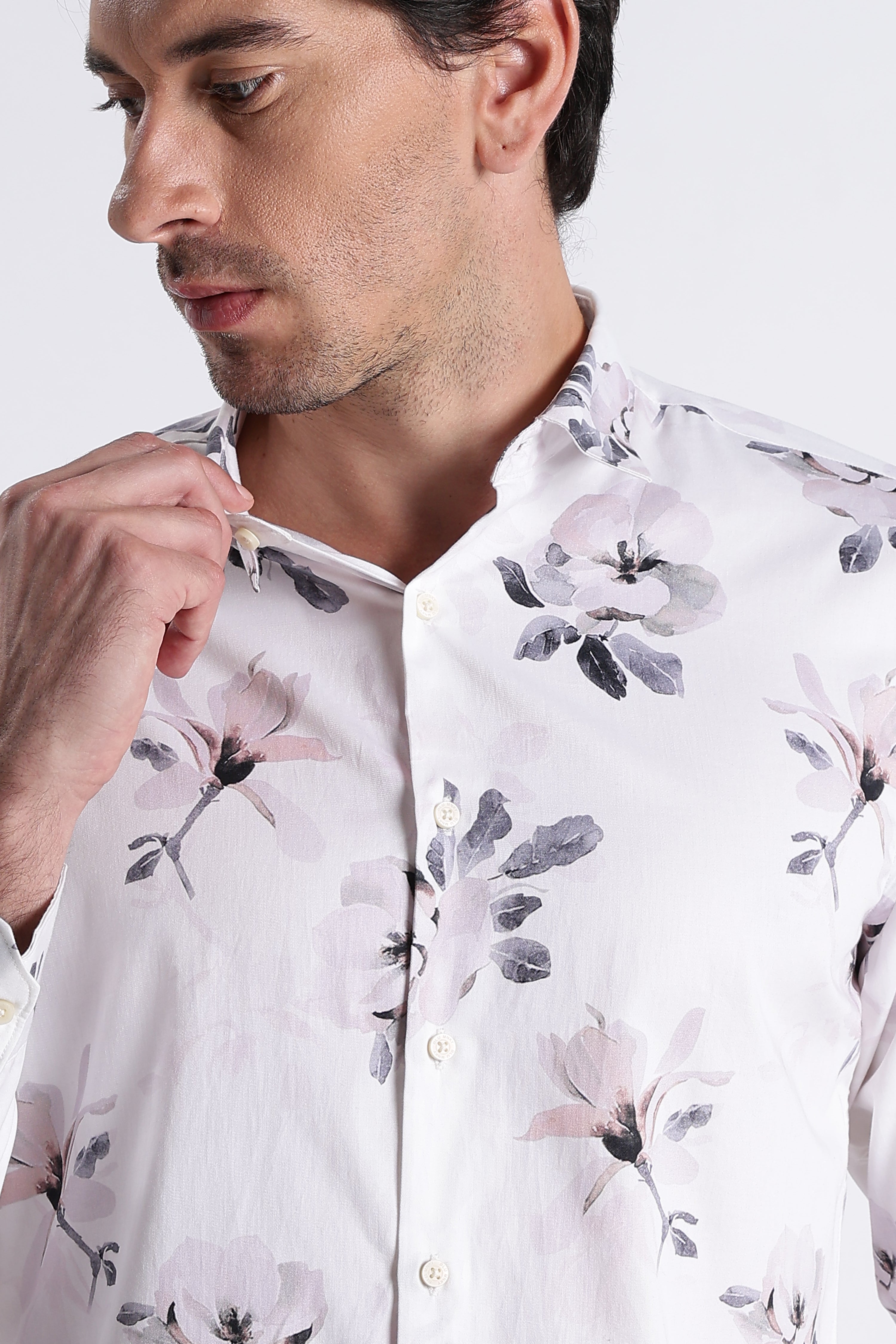 Men Refined Floral Digital Print Shirt