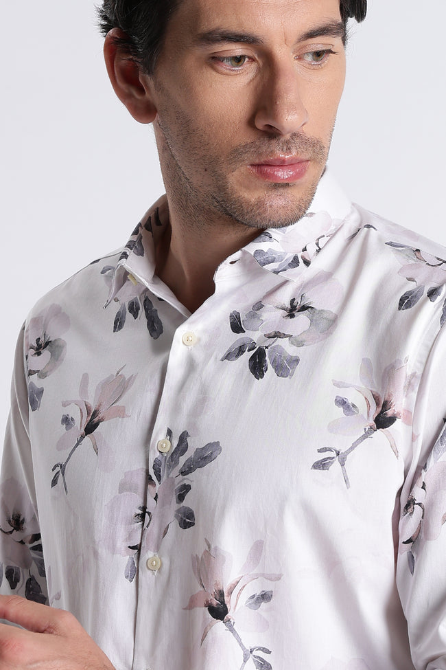 Men Refined Floral Digital Print Shirt