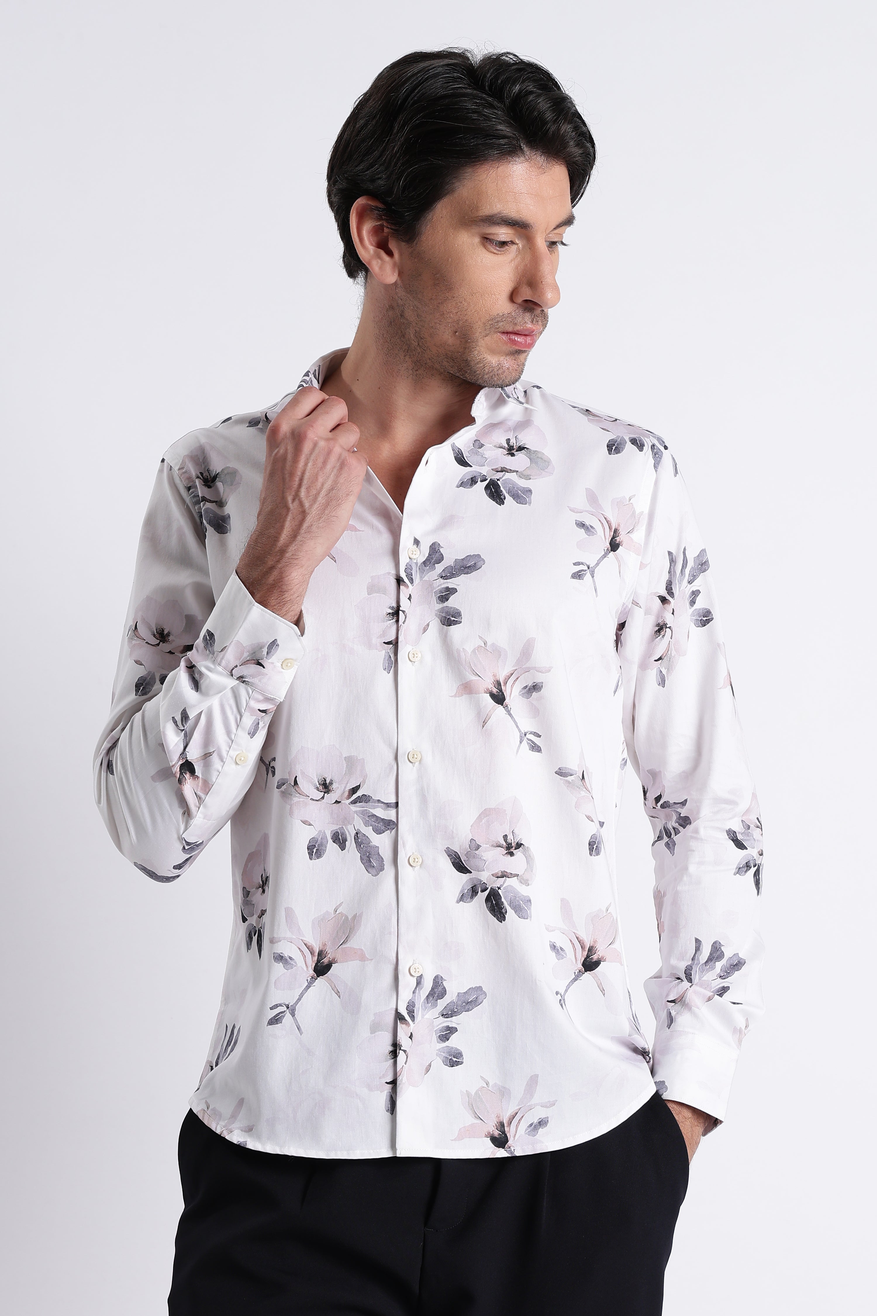 Men Refined Floral Digital Print Shirt