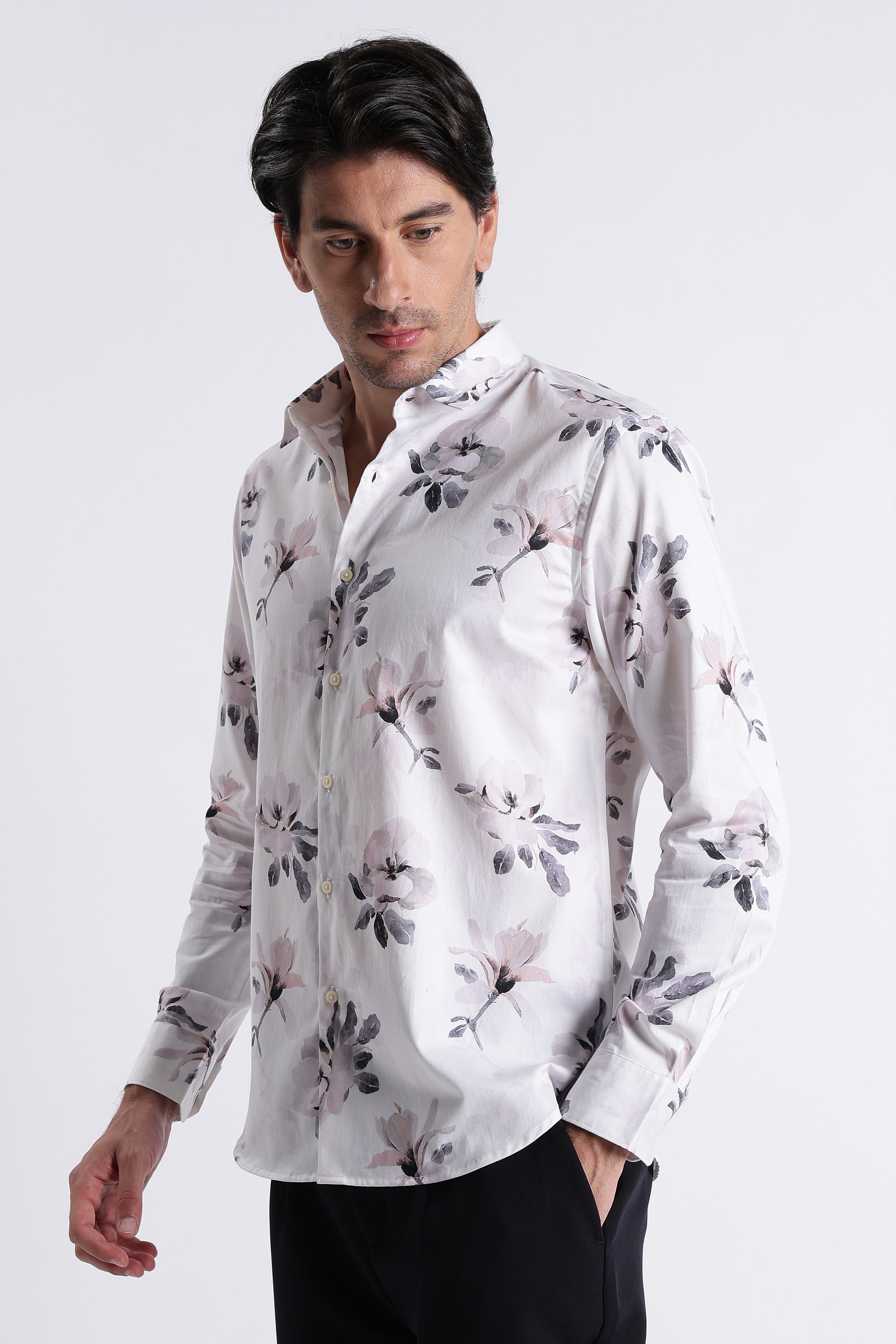 Men Refined Floral Digital Print Shirt
