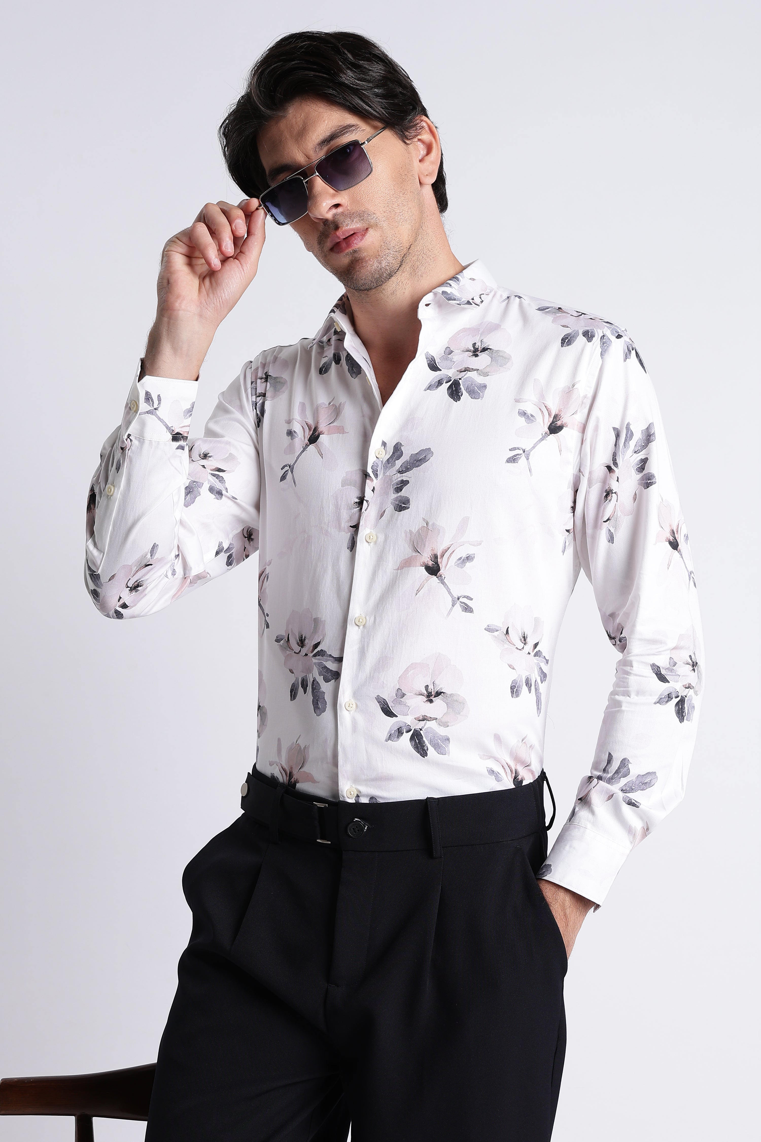 Men Refined Floral Digital Print Shirt