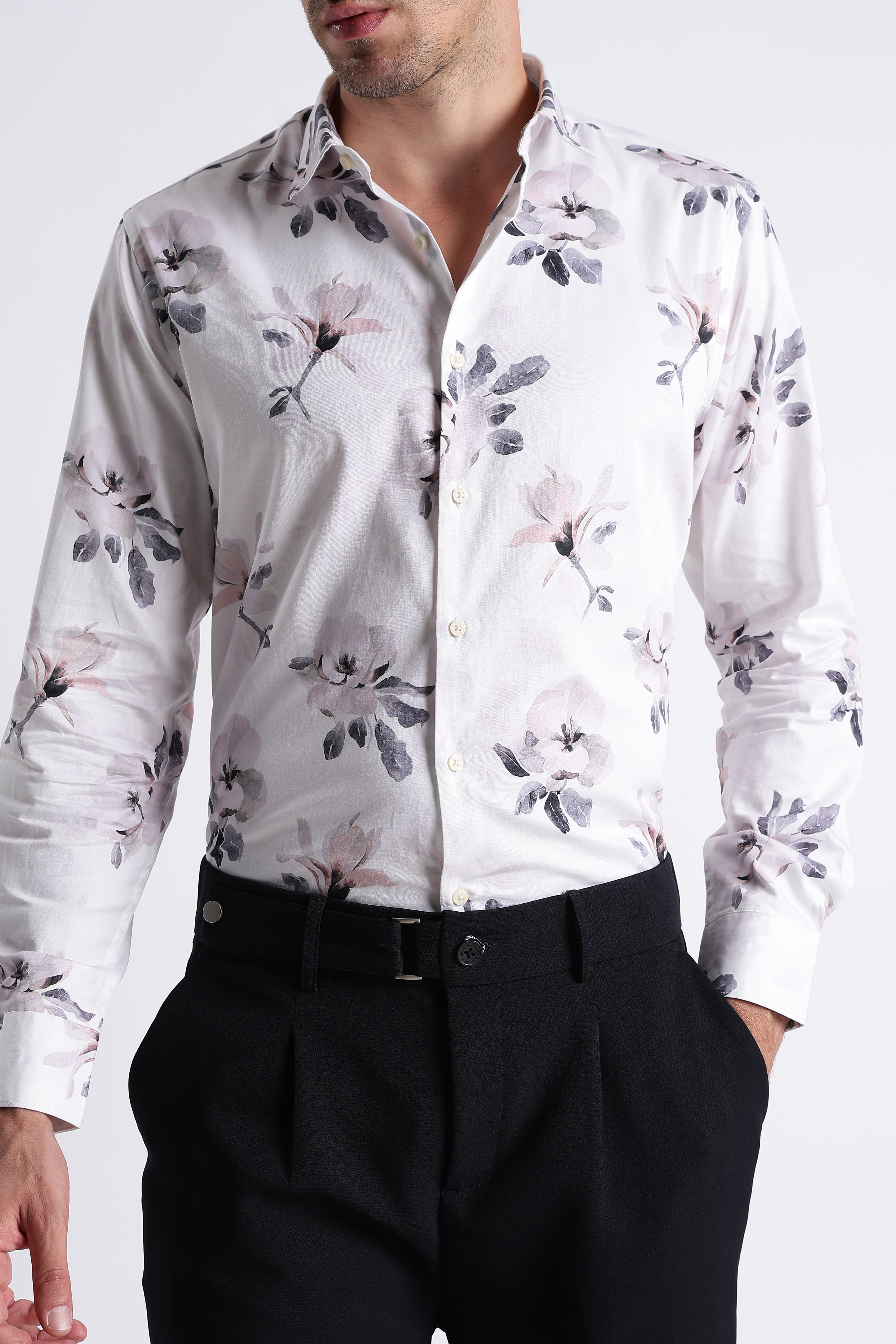 Men Refined Floral Digital Print Shirt
