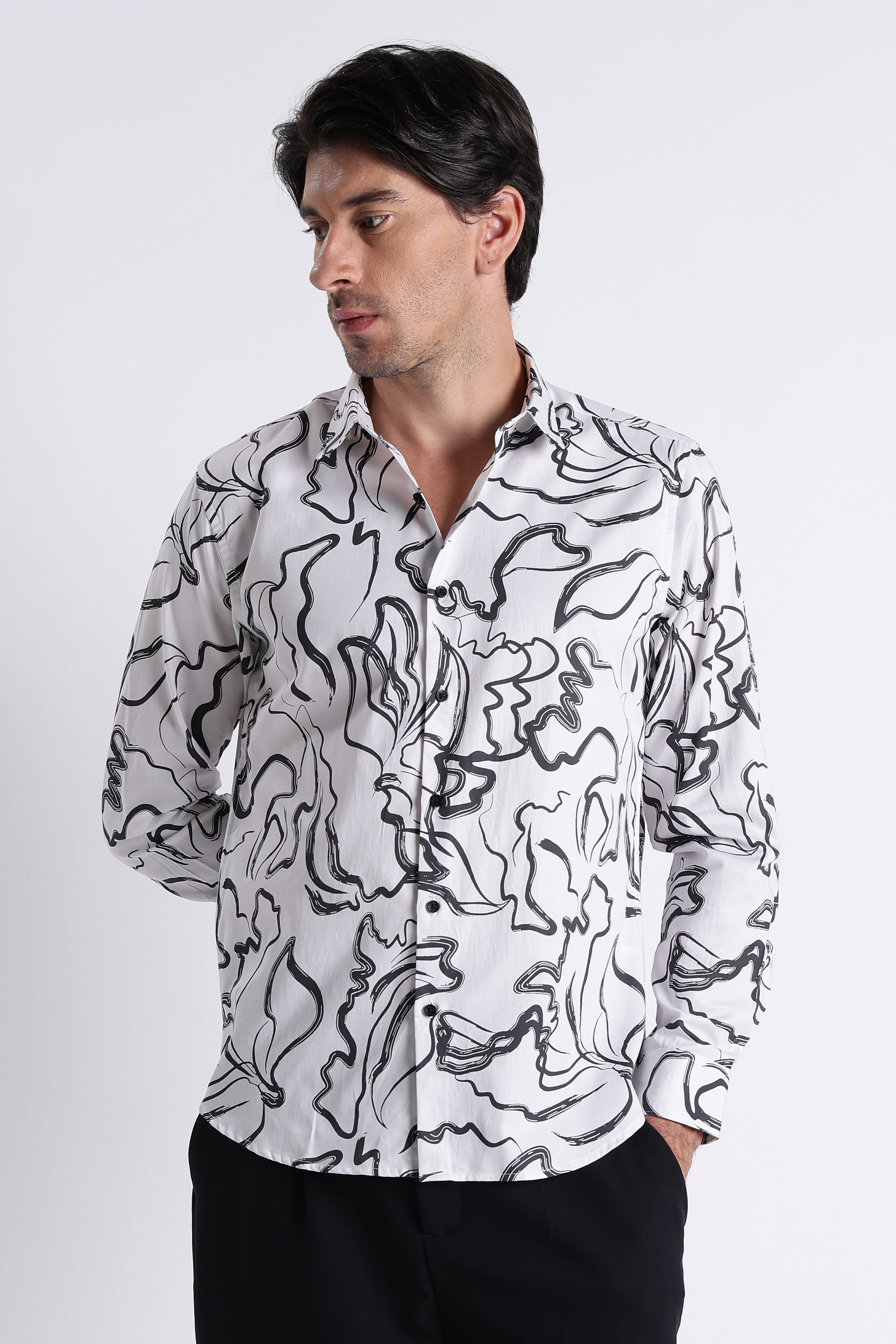 Men Refined Floral Digital Print Shirt