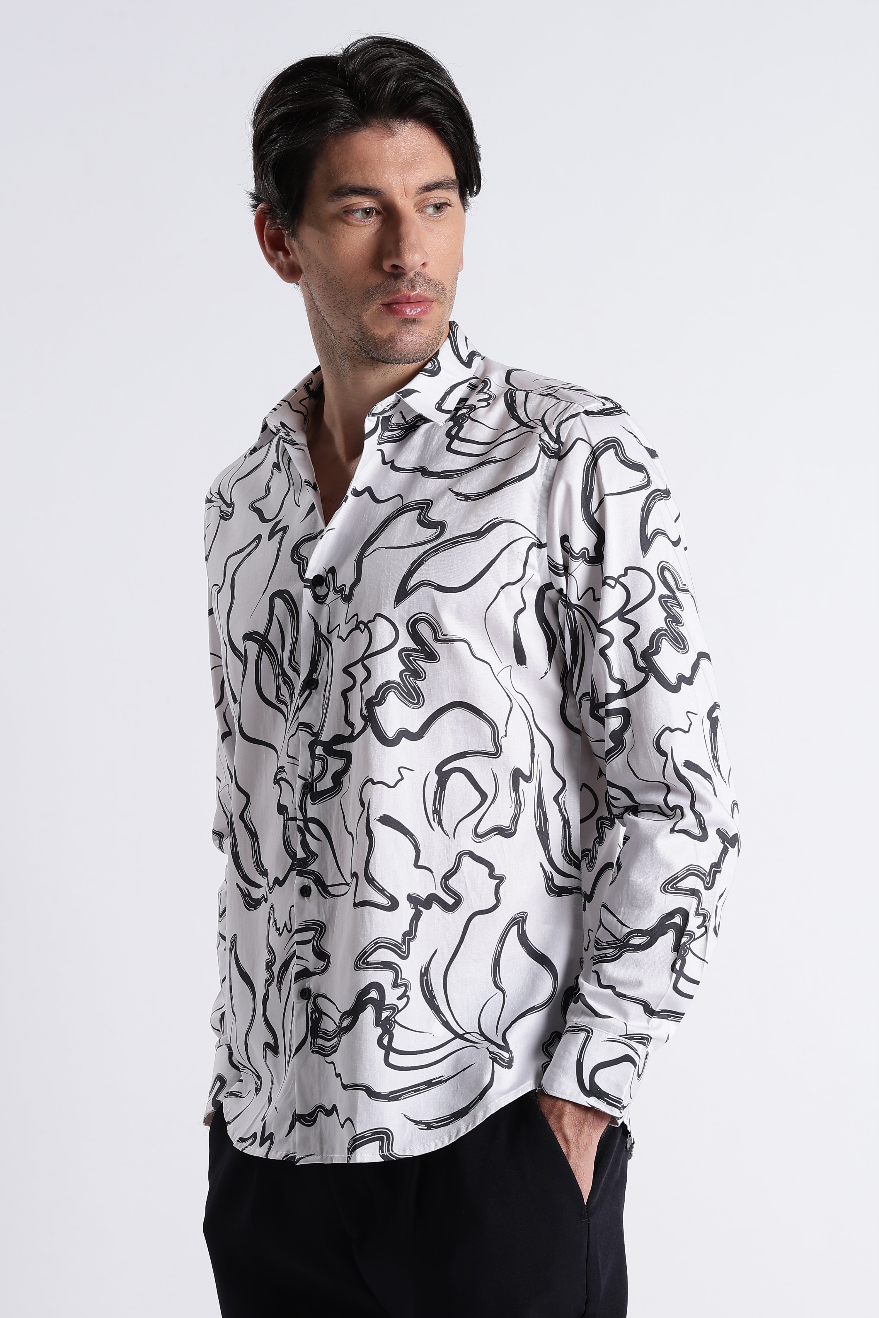 Men Refined Floral Digital Print Shirt