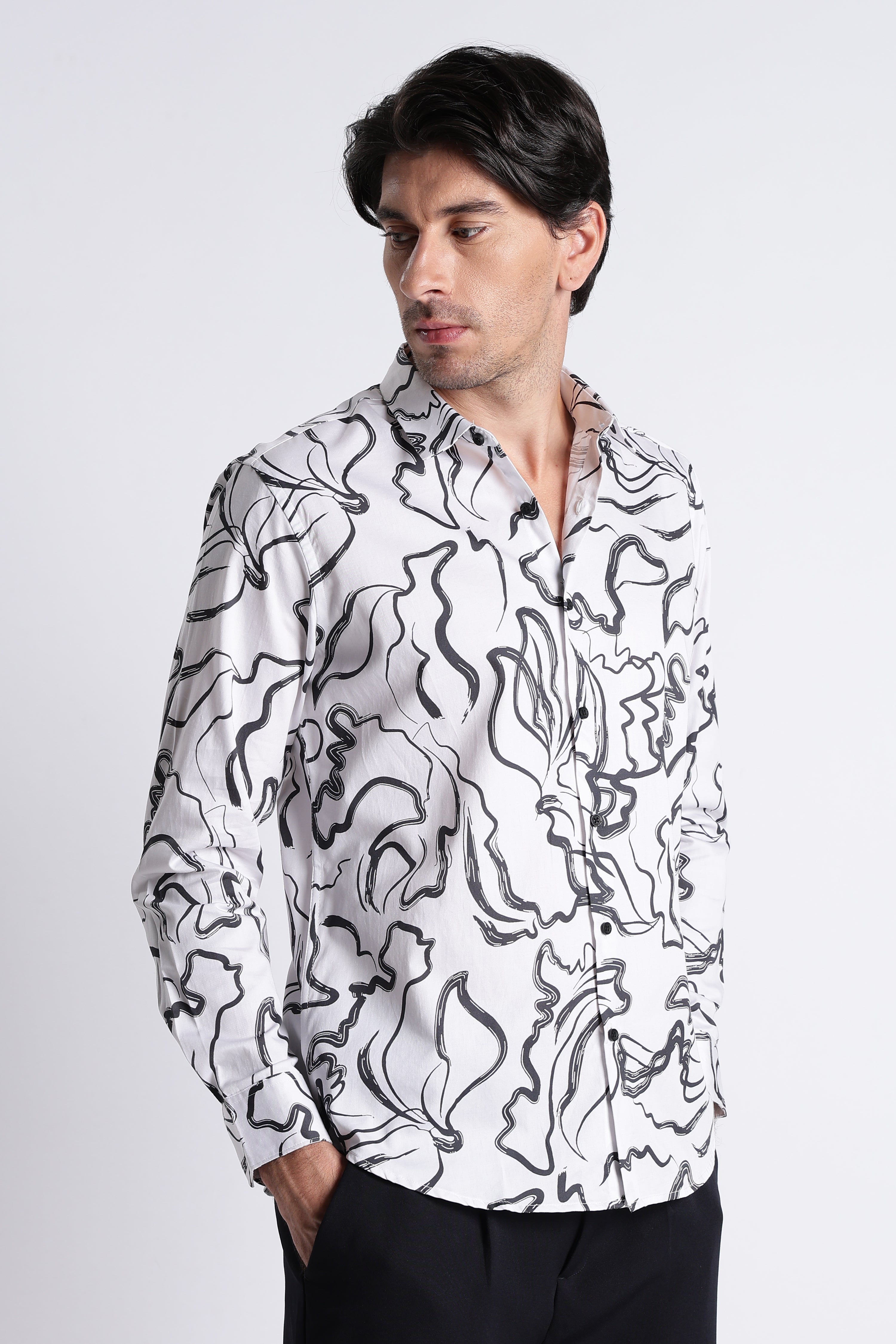 Men Refined Floral Digital Print Shirt