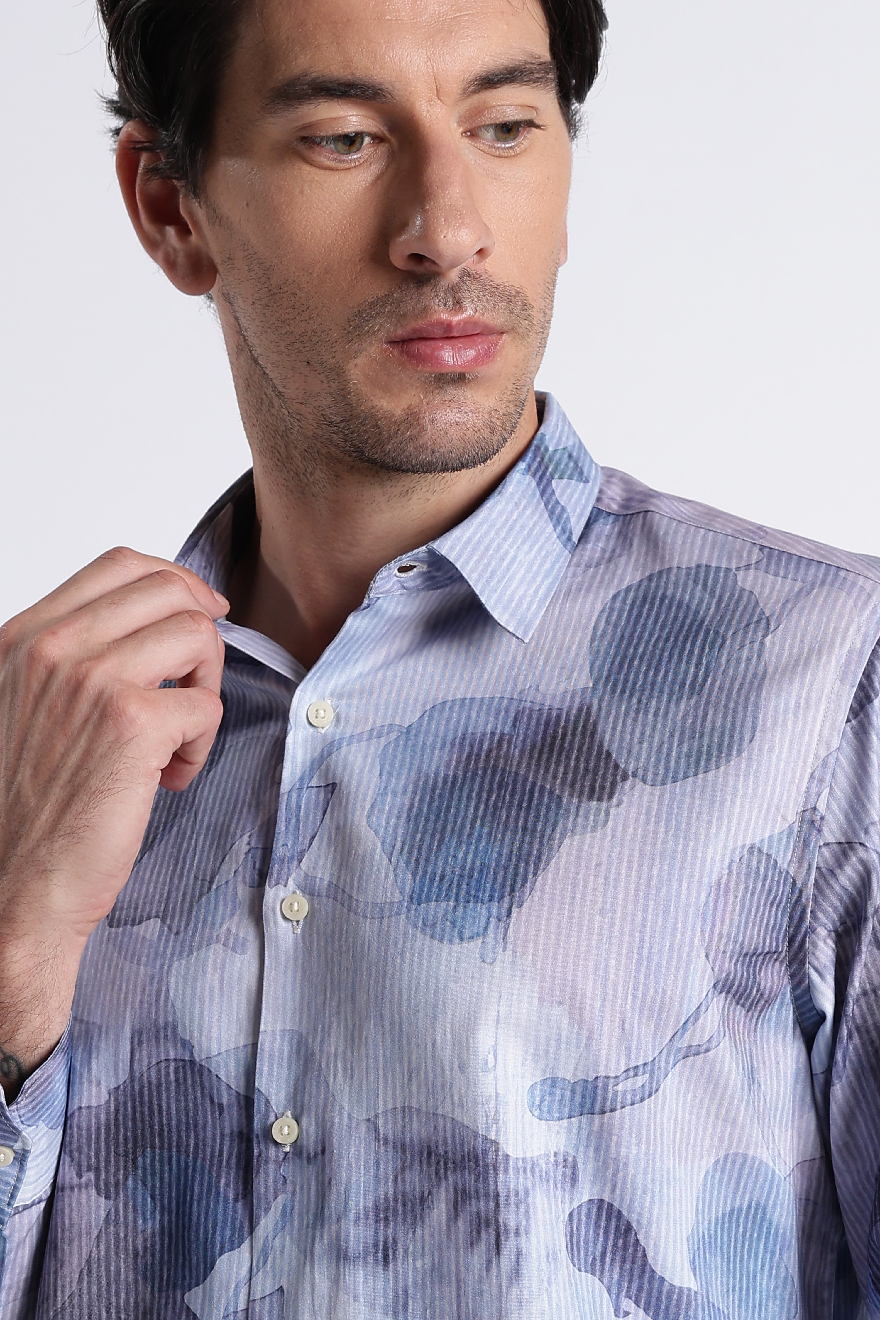 Men Refined Floral Digital Print Shirt