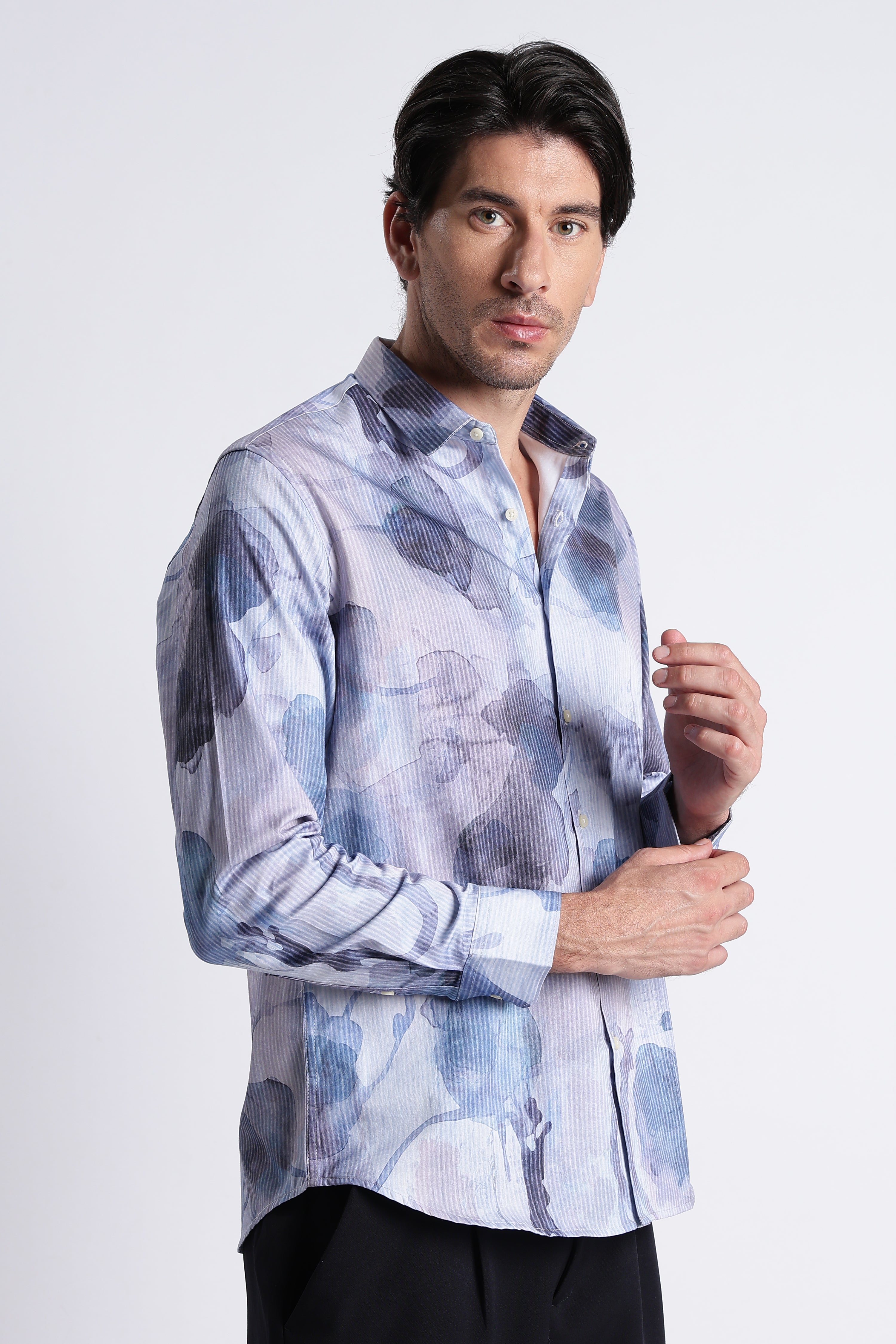 Men Refined Floral Digital Print Shirt