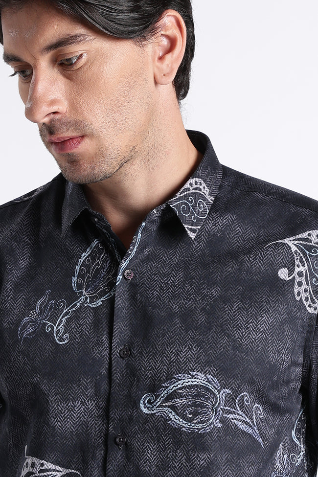 Men Refined Floral Digital Print Shirt