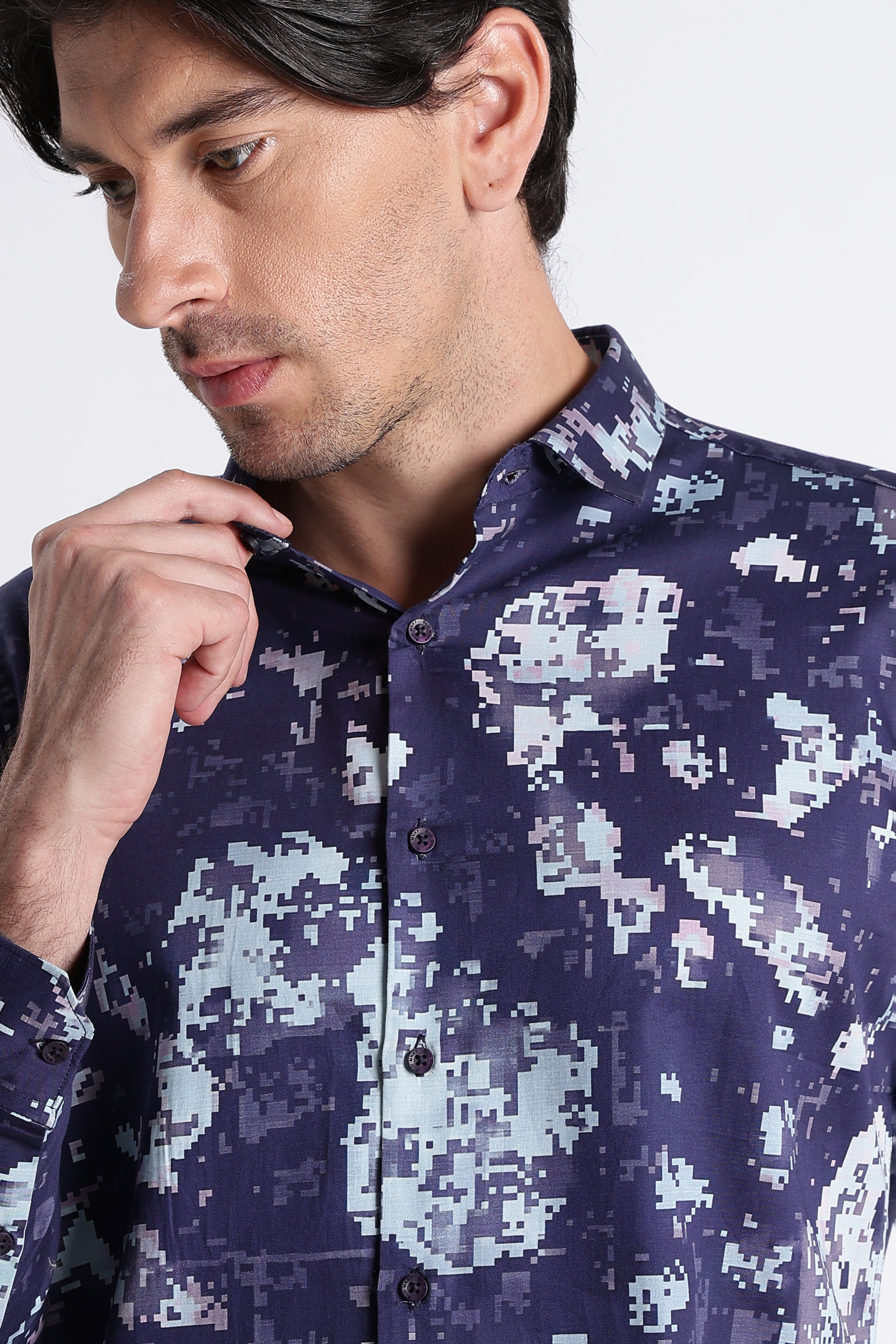Men Refined Floral Digital Print Shirt