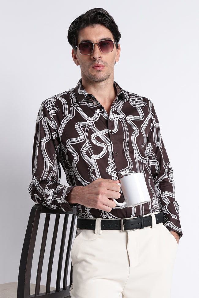 Men Refined Floral Digital Print Shirt