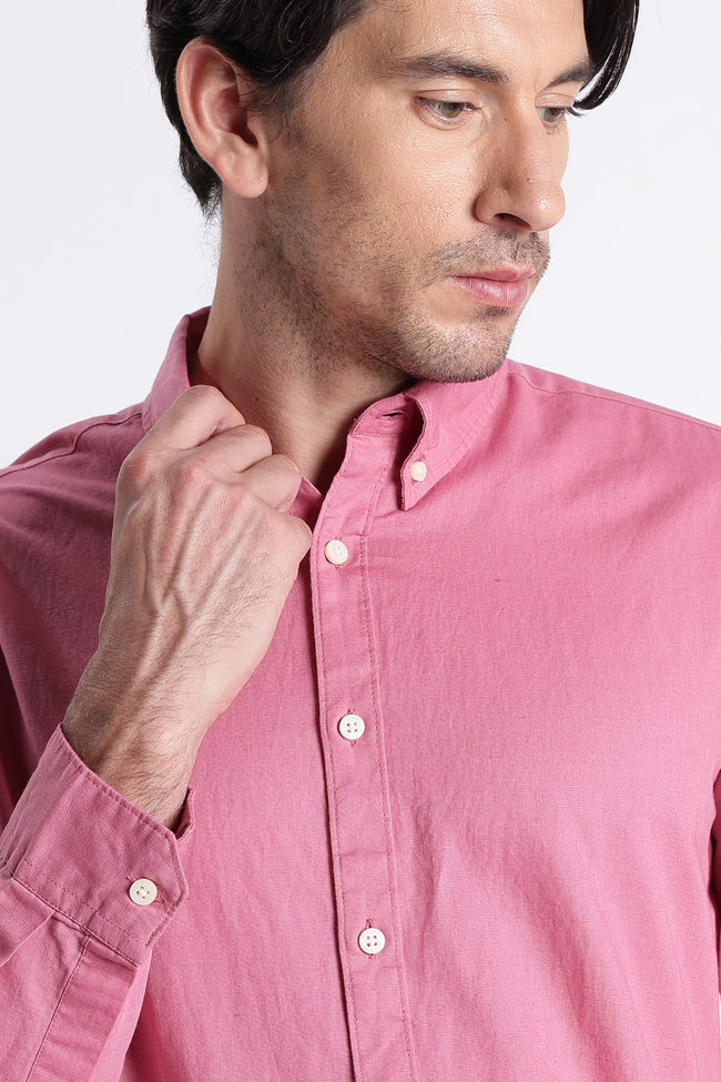 Men Premium Cotton Linen Slim Fit Solid Shirt