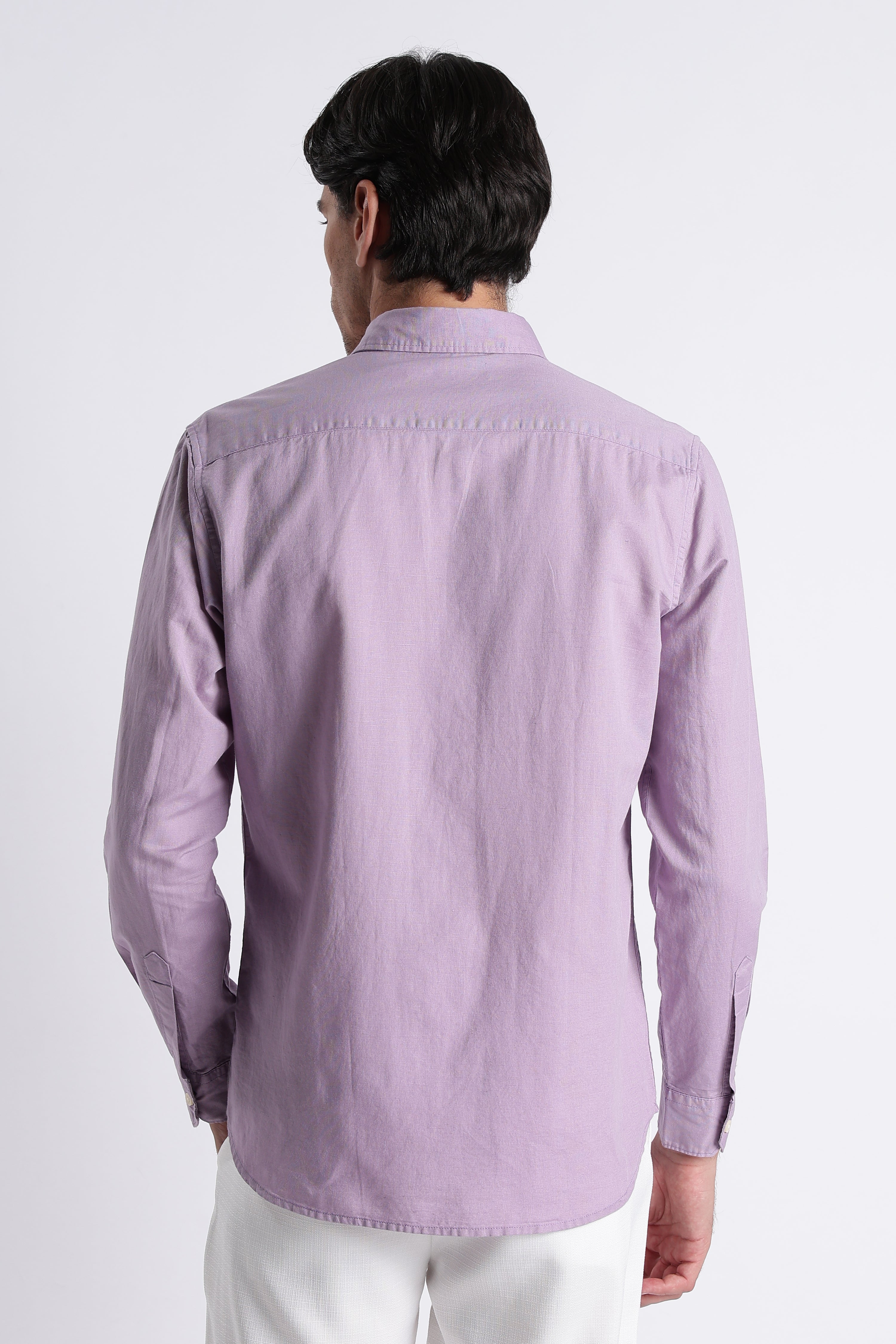 Men Premium Cotton Linen Slim Fit Solid Shirt