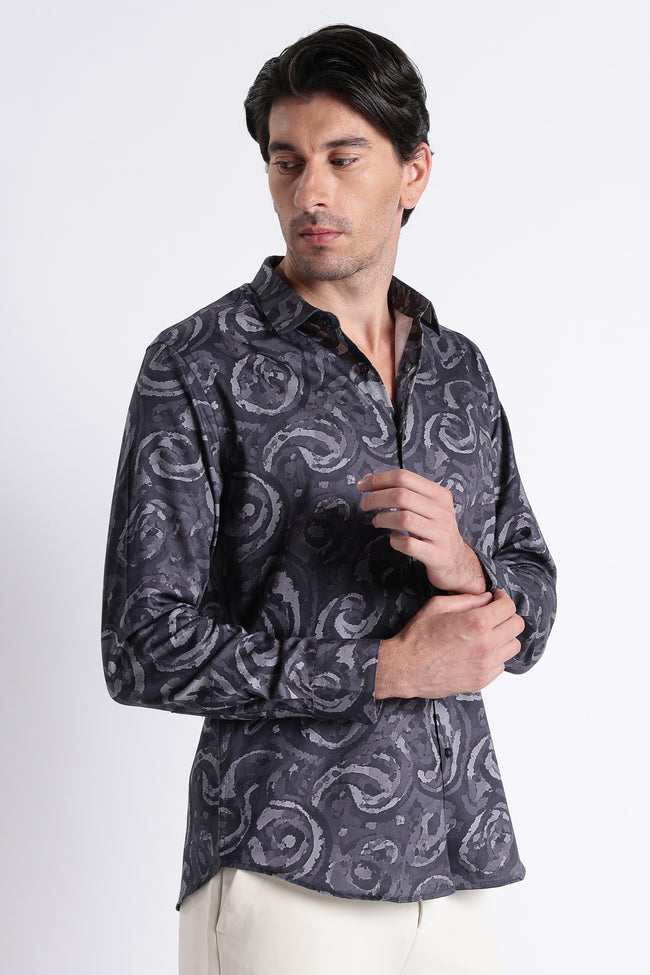 Men Refined Floral Digital Print Shirt