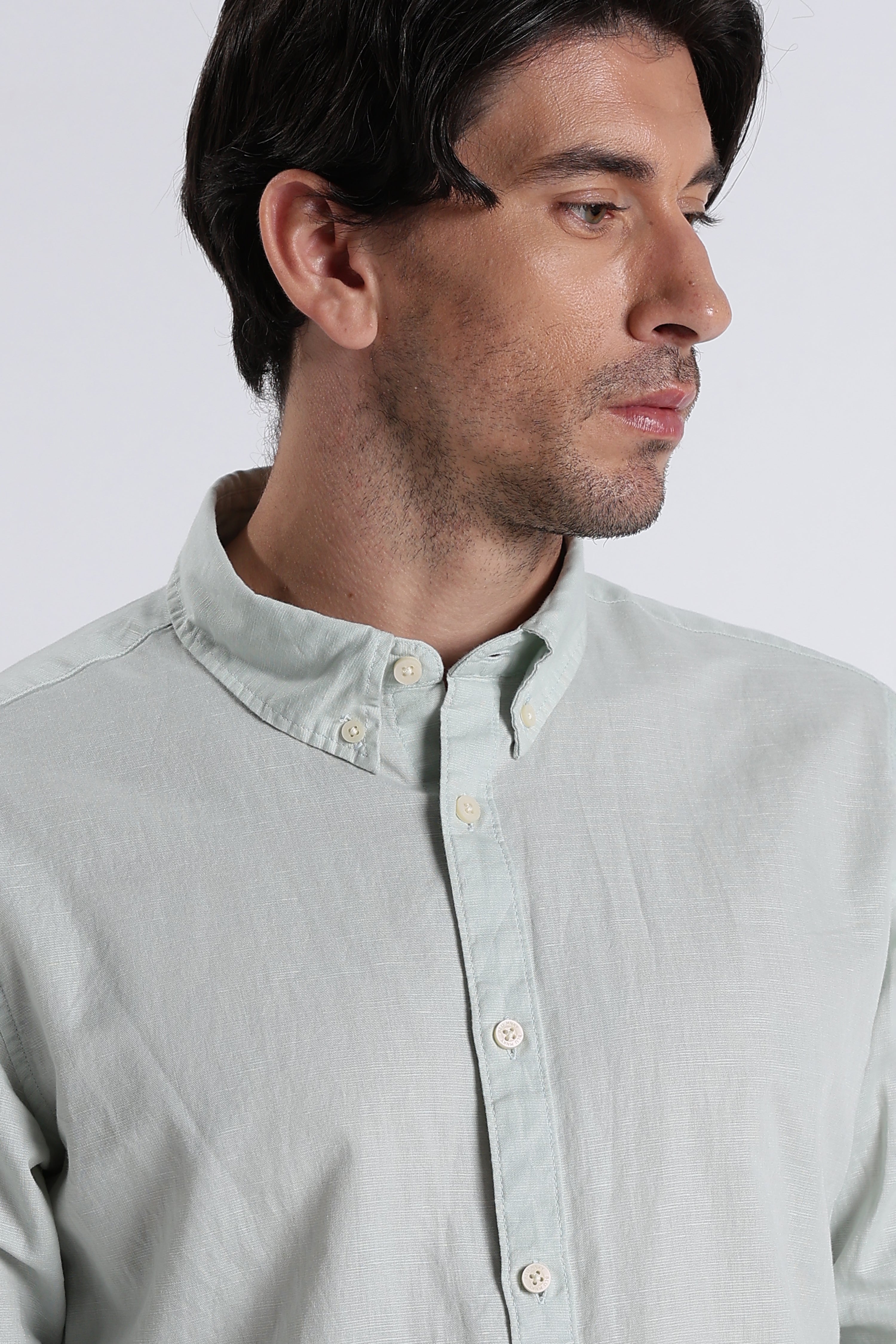 Men Premium Cotton Linen Slim Fit Solid Shirt