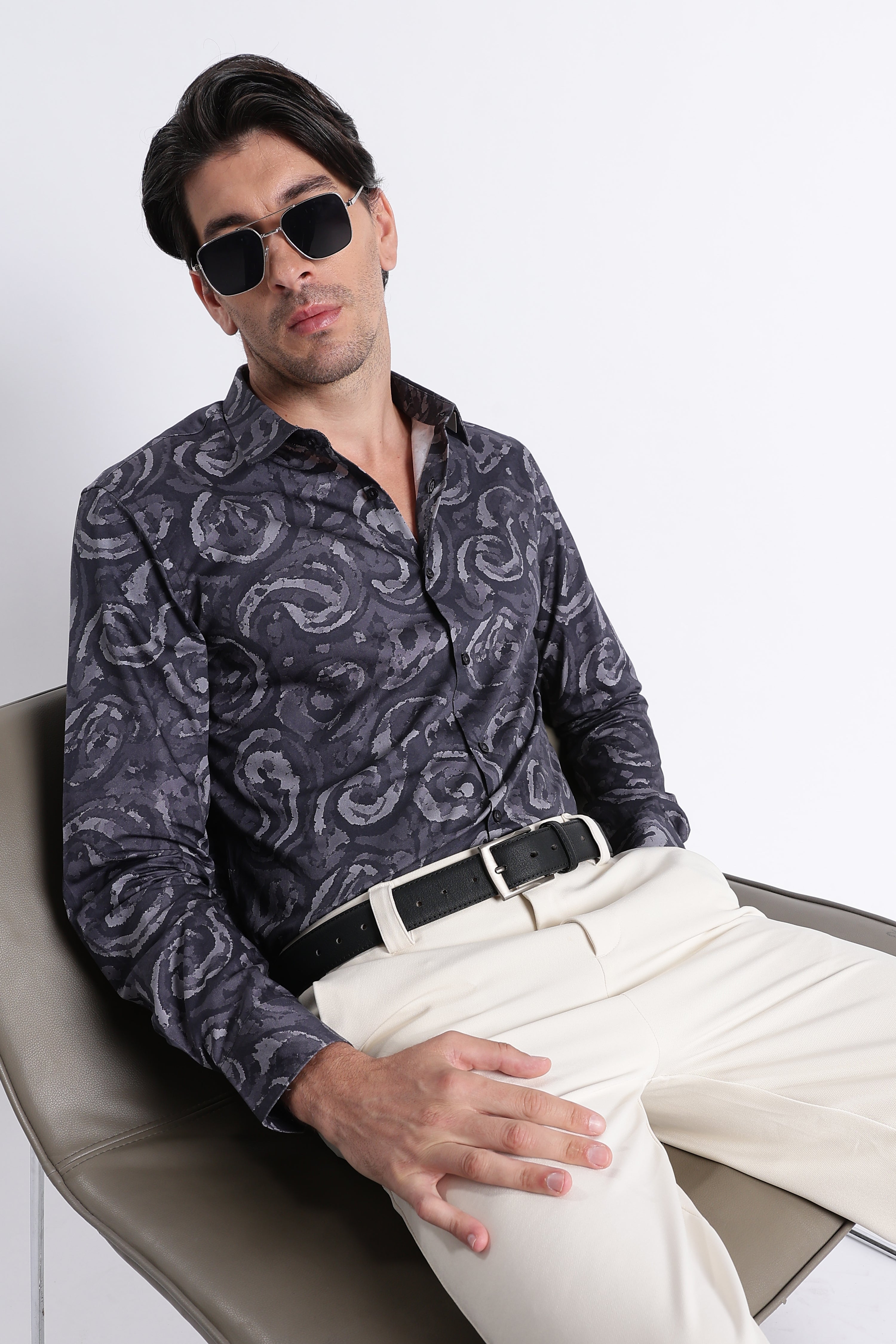 Men Refined Floral Digital Print Shirt