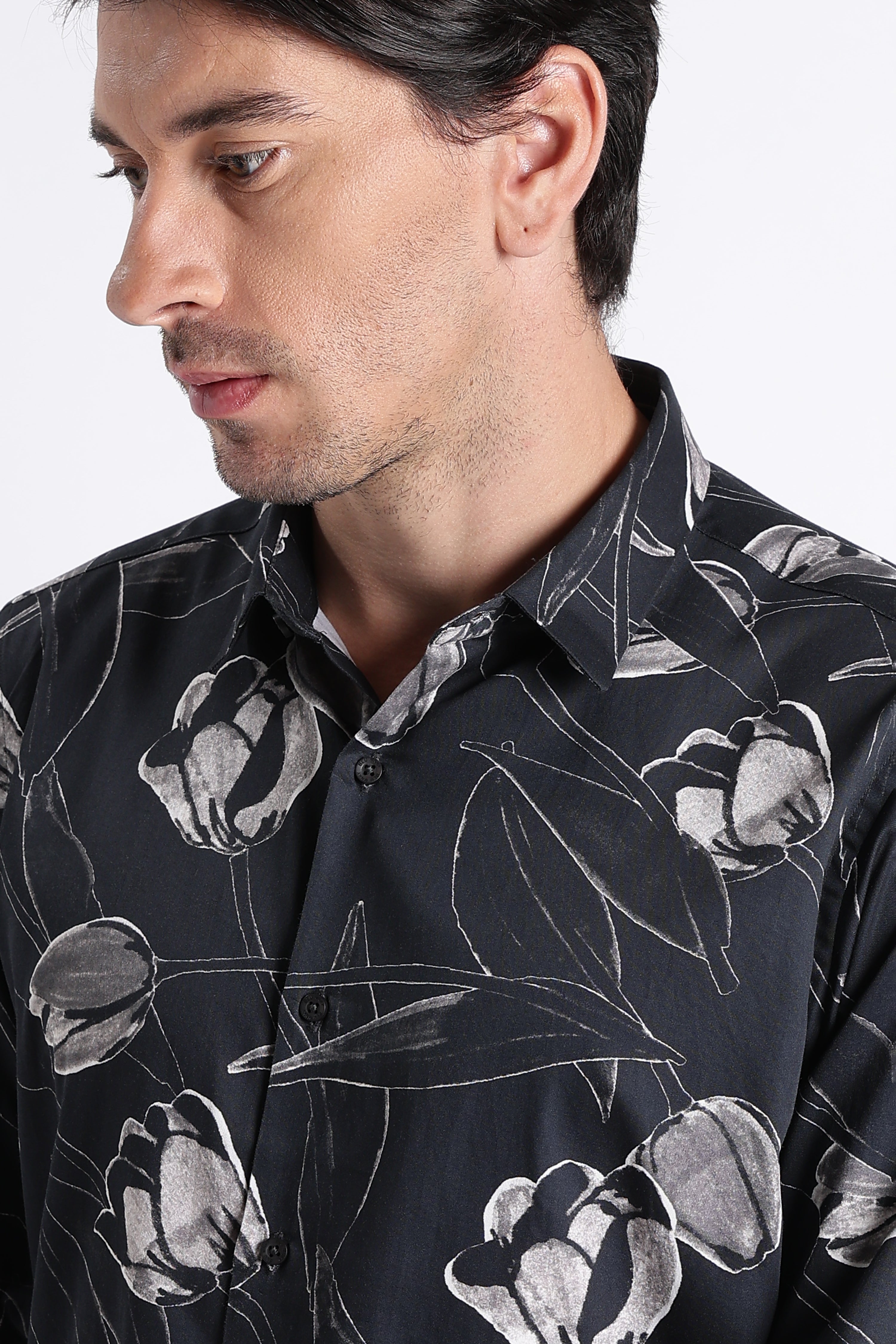 Men Refined Floral Digital Print Shirt
