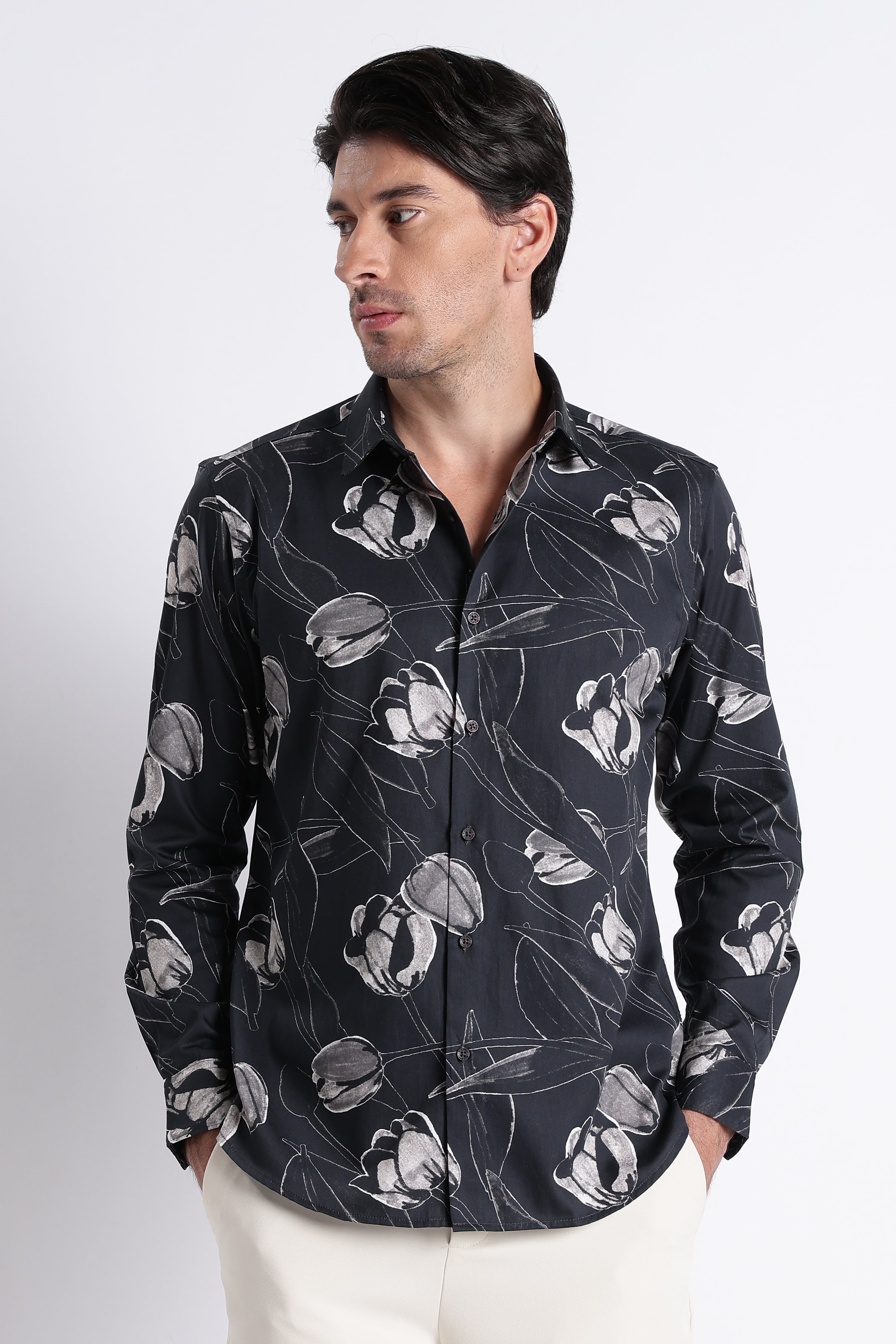 Men Refined Floral Digital Print Shirt