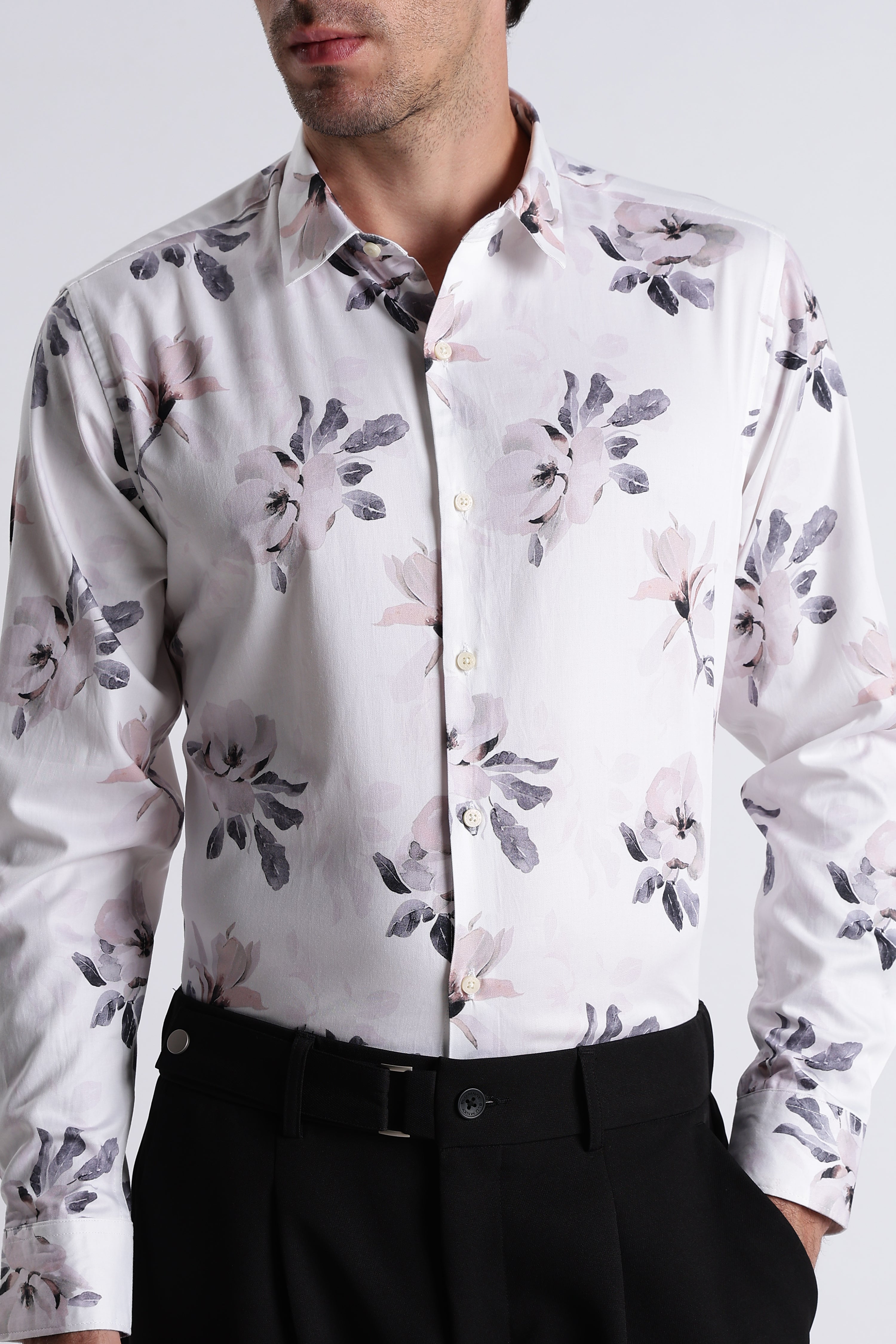Men Refined Floral Digital Print Shirt