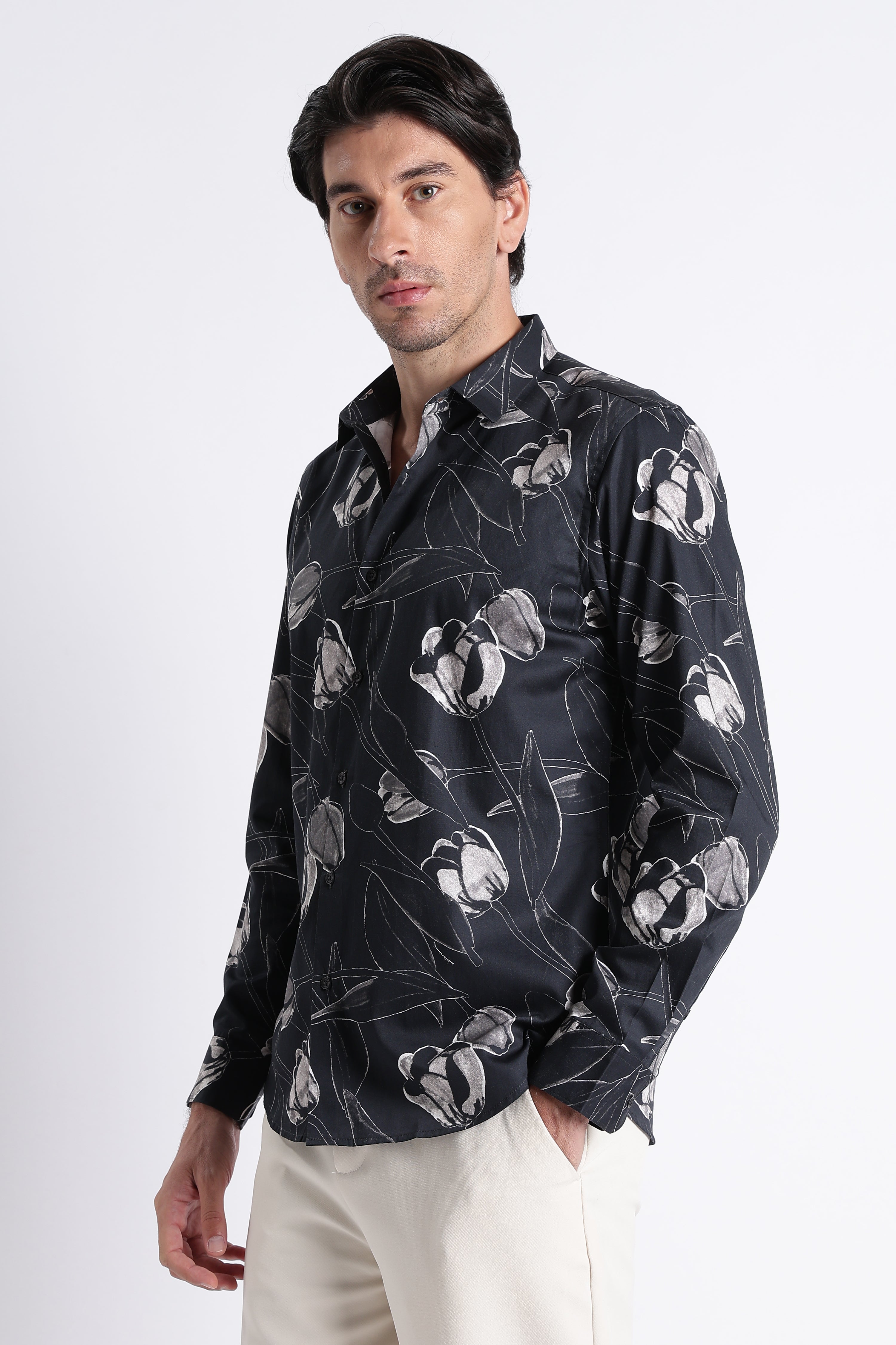Men Refined Floral Digital Print Shirt
