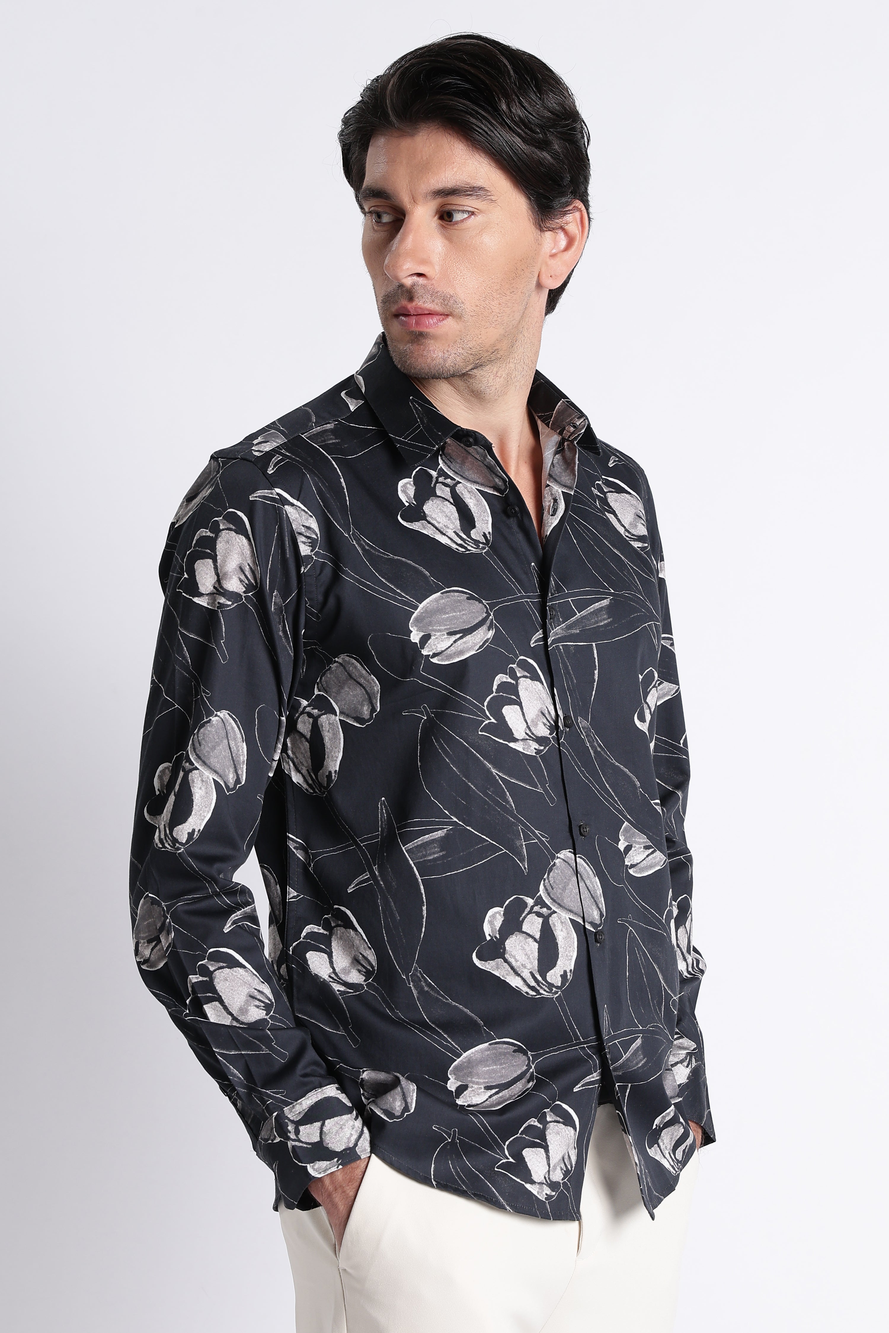 Men Refined Floral Digital Print Shirt