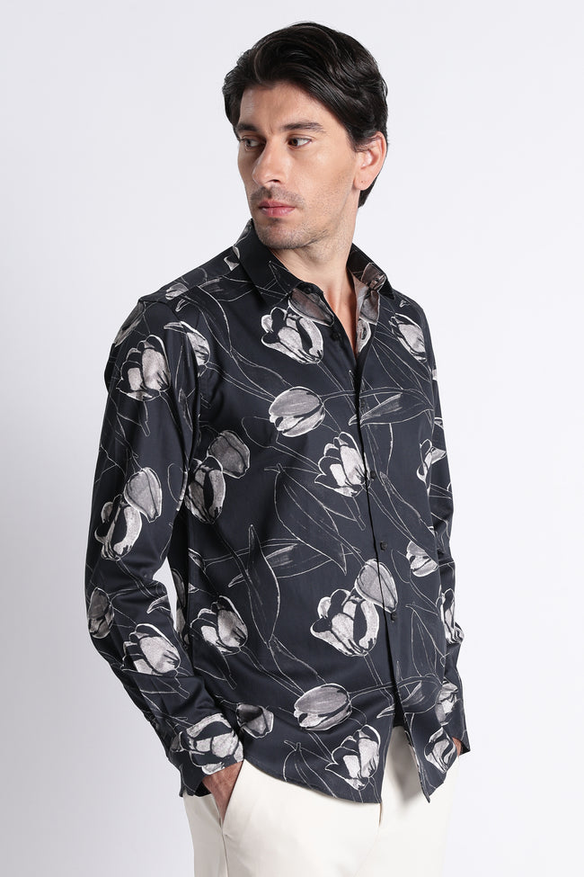 Men Refined Floral Digital Print Shirt